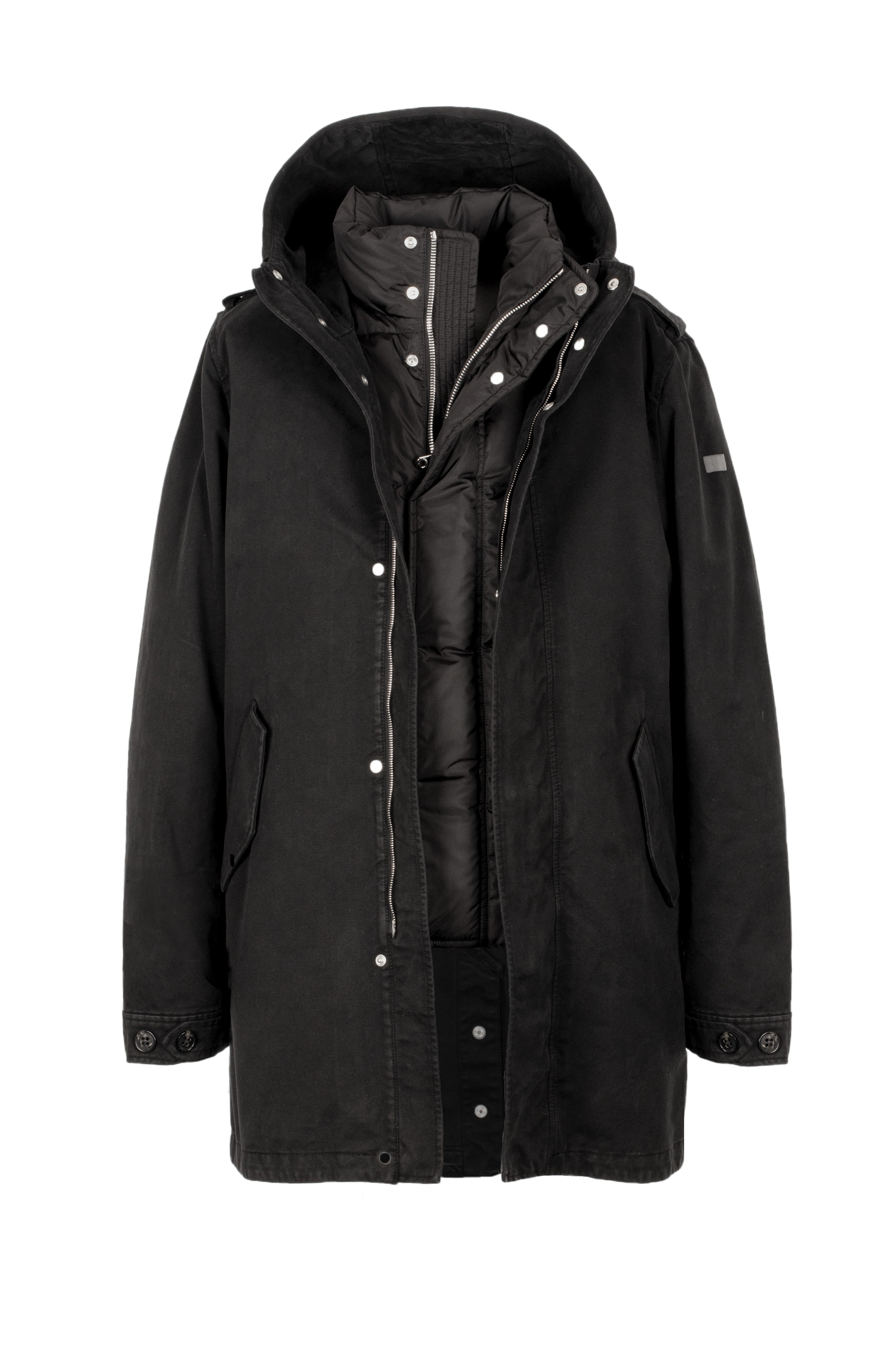 Lempelius cotton Parka with down Vest in black