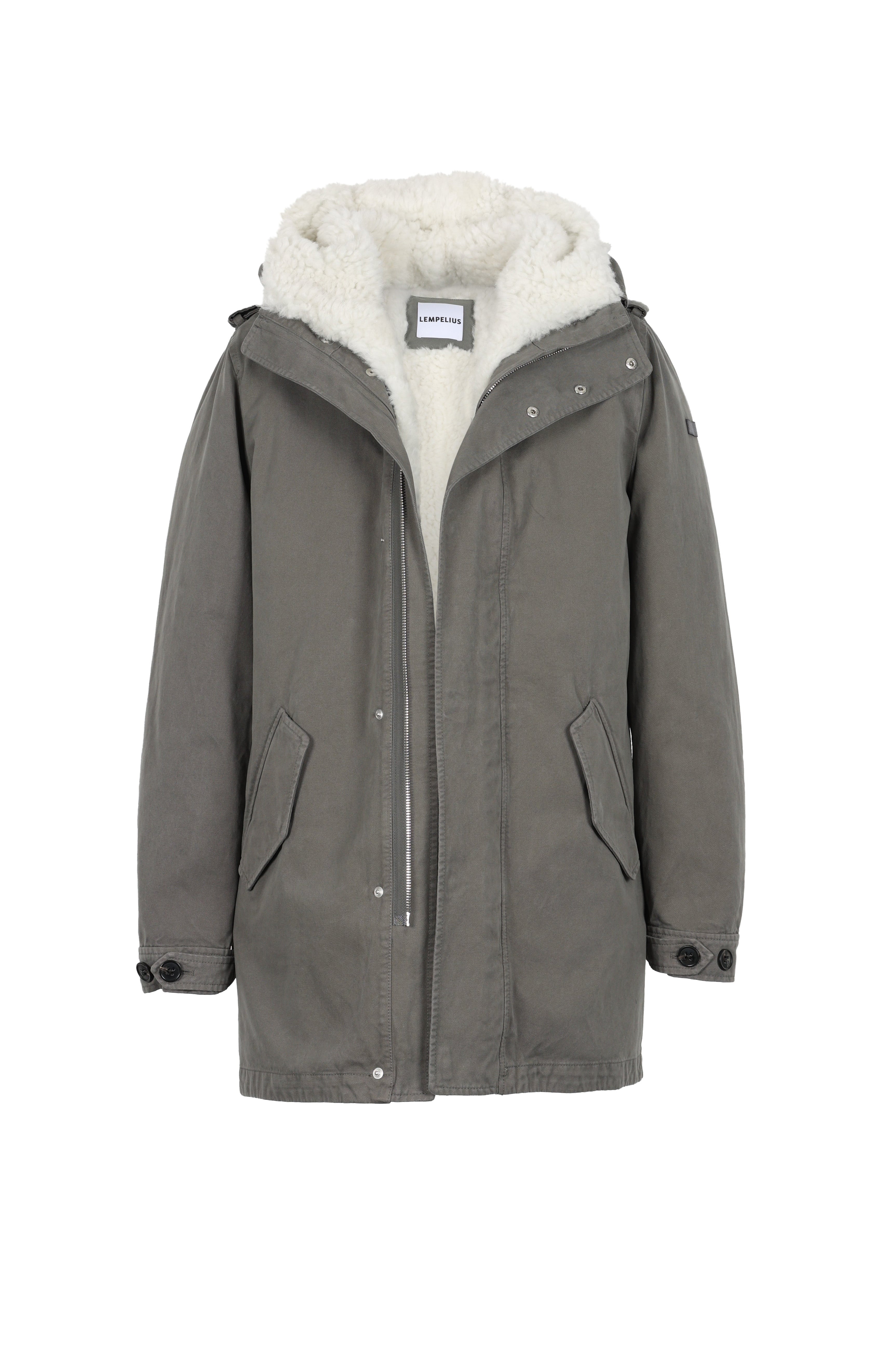 Lempelius Mens cotton Parka with vegan padding in military green