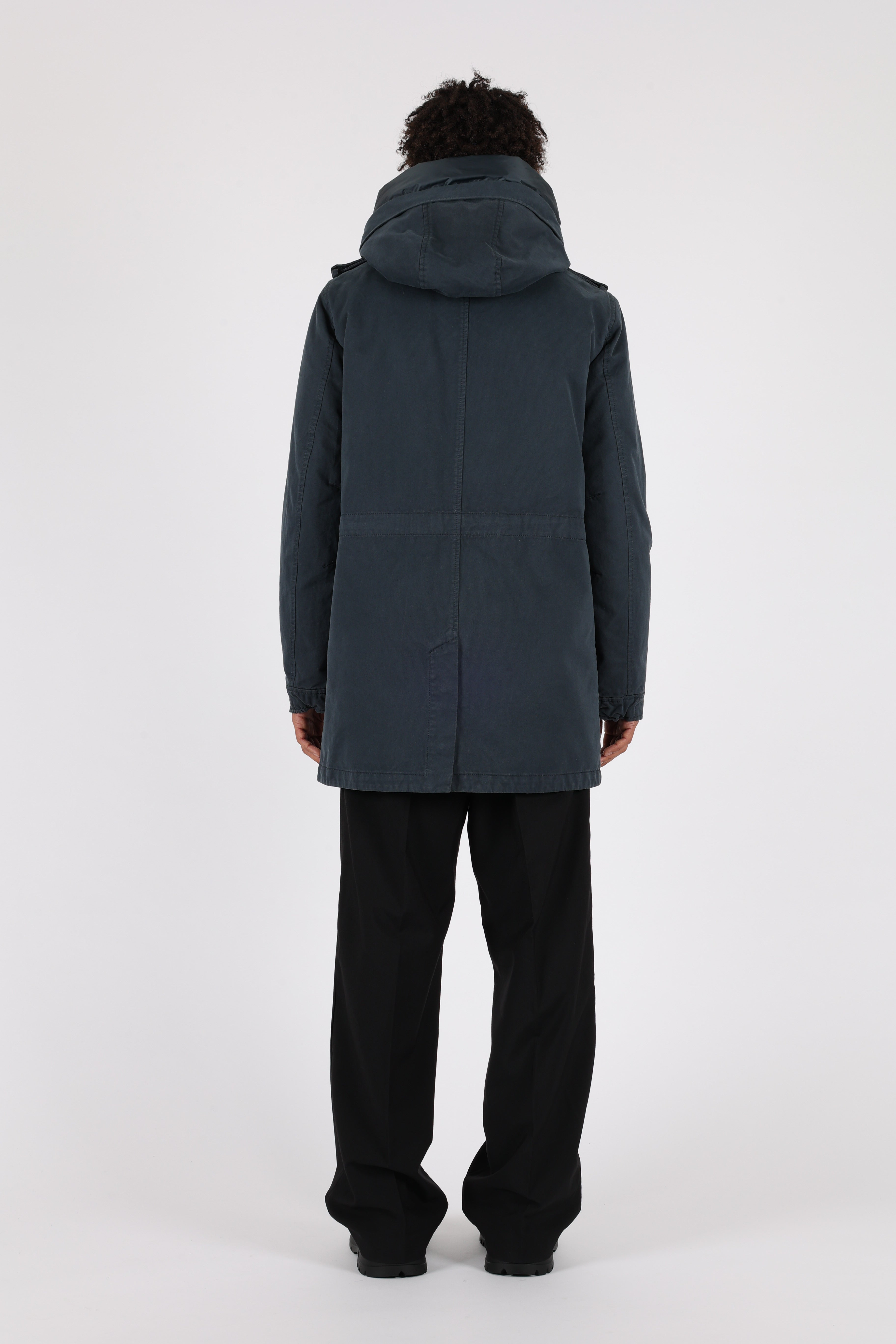 Lempelius Mens cotton Parka with vegan padding in dark blue