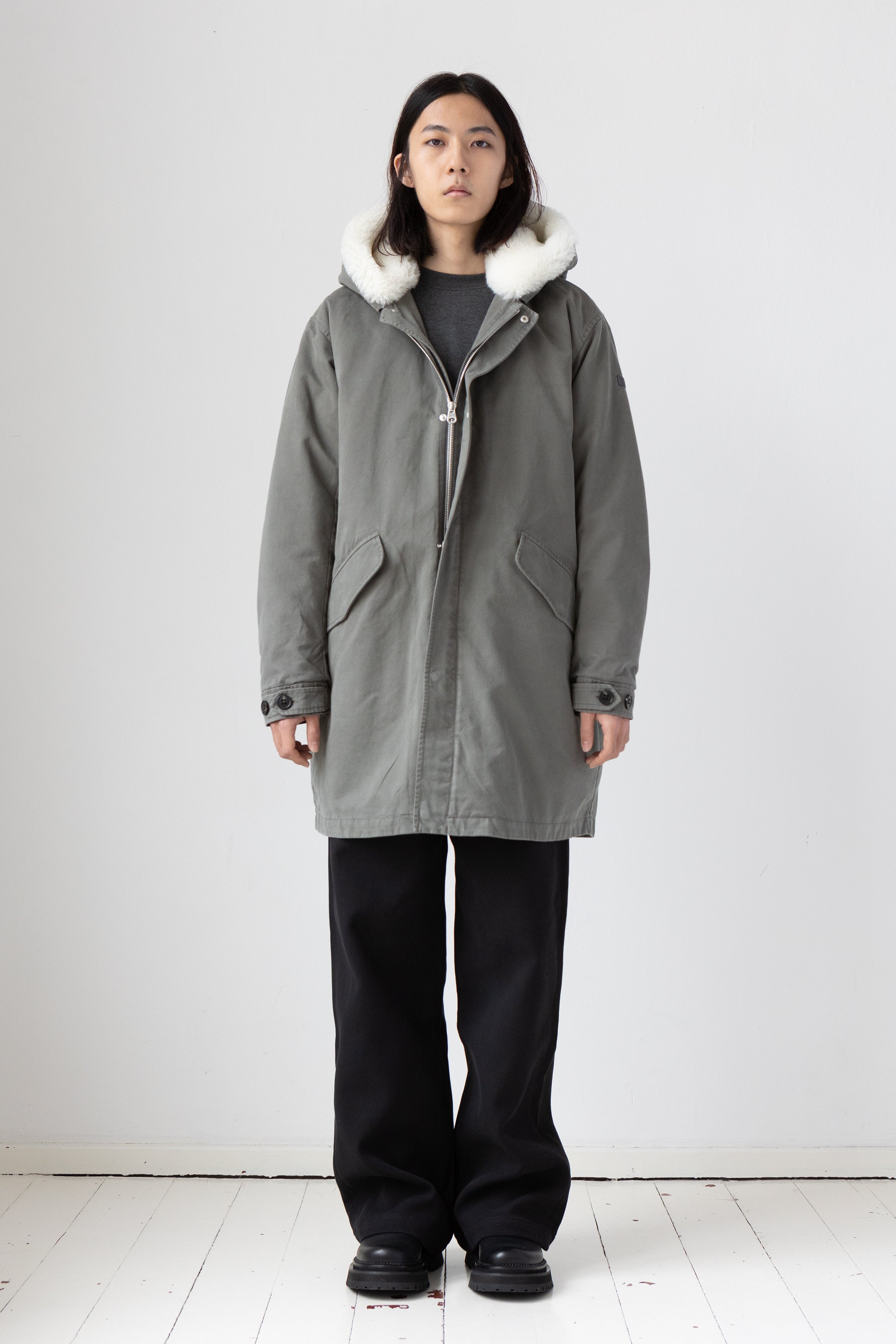COTTON PARKA ILU WITH SHEARLING