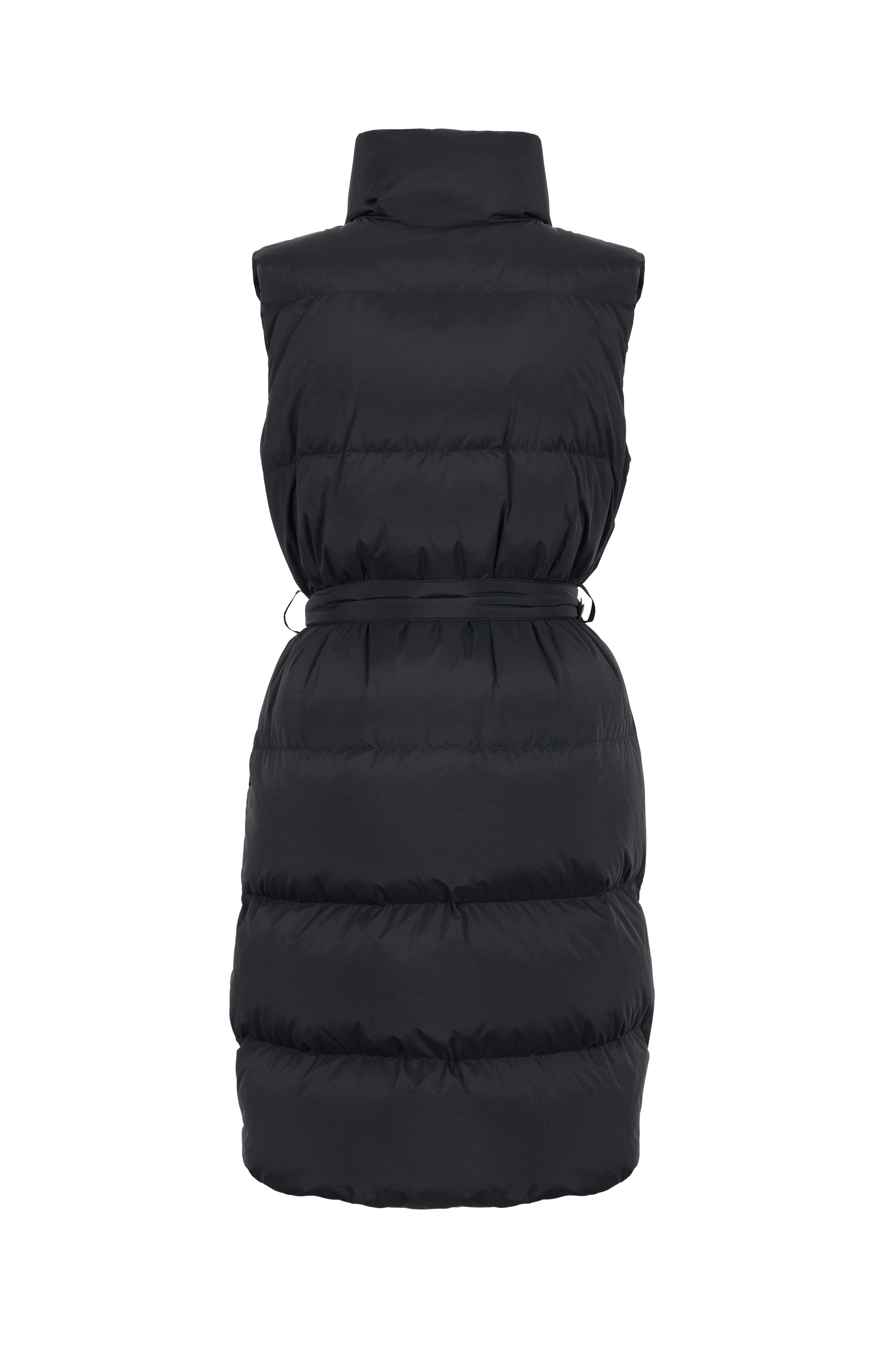 Long Lempelis down gilet in the color black