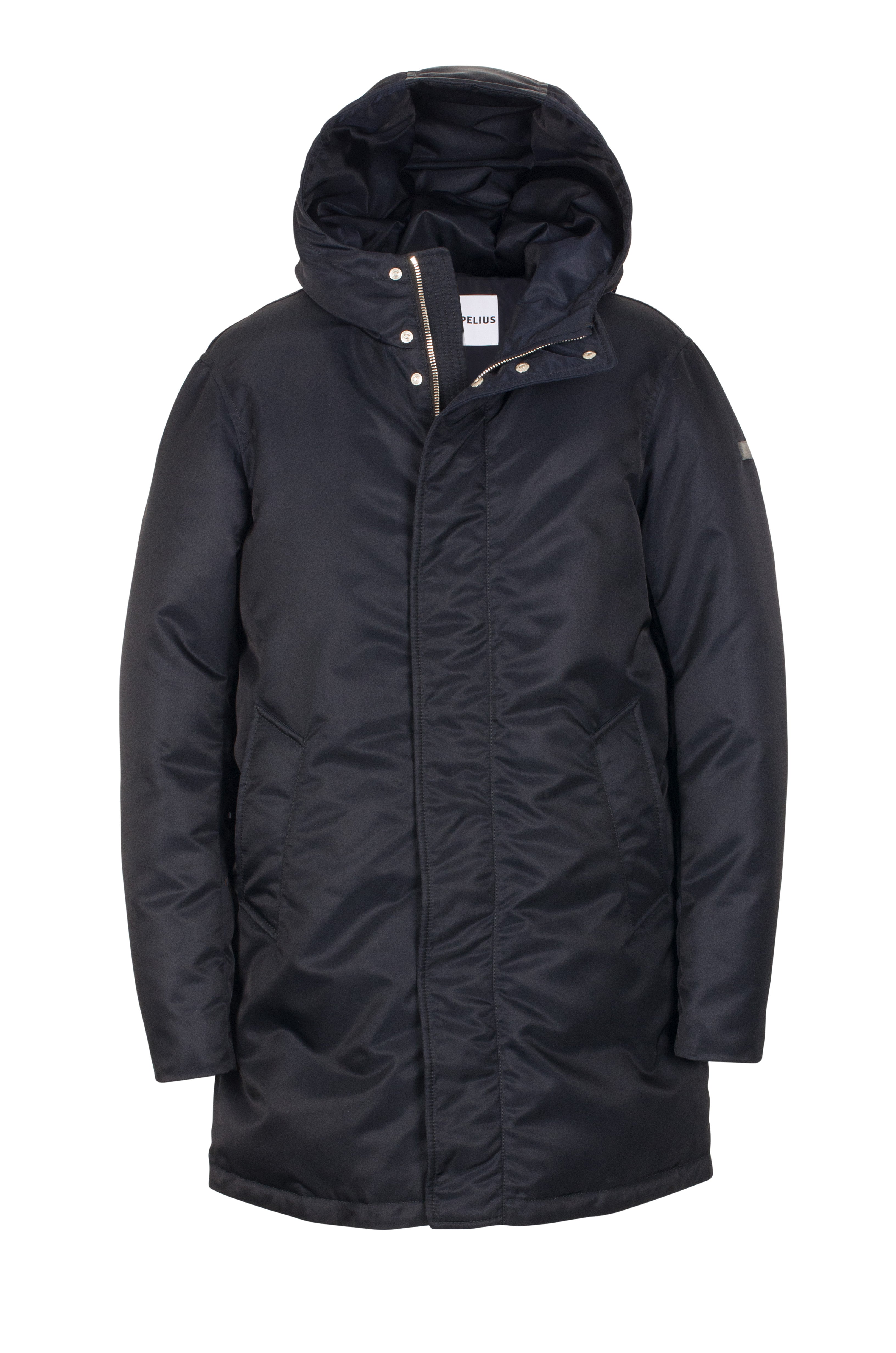 Mens nylon Lempelius down coat in dark blue