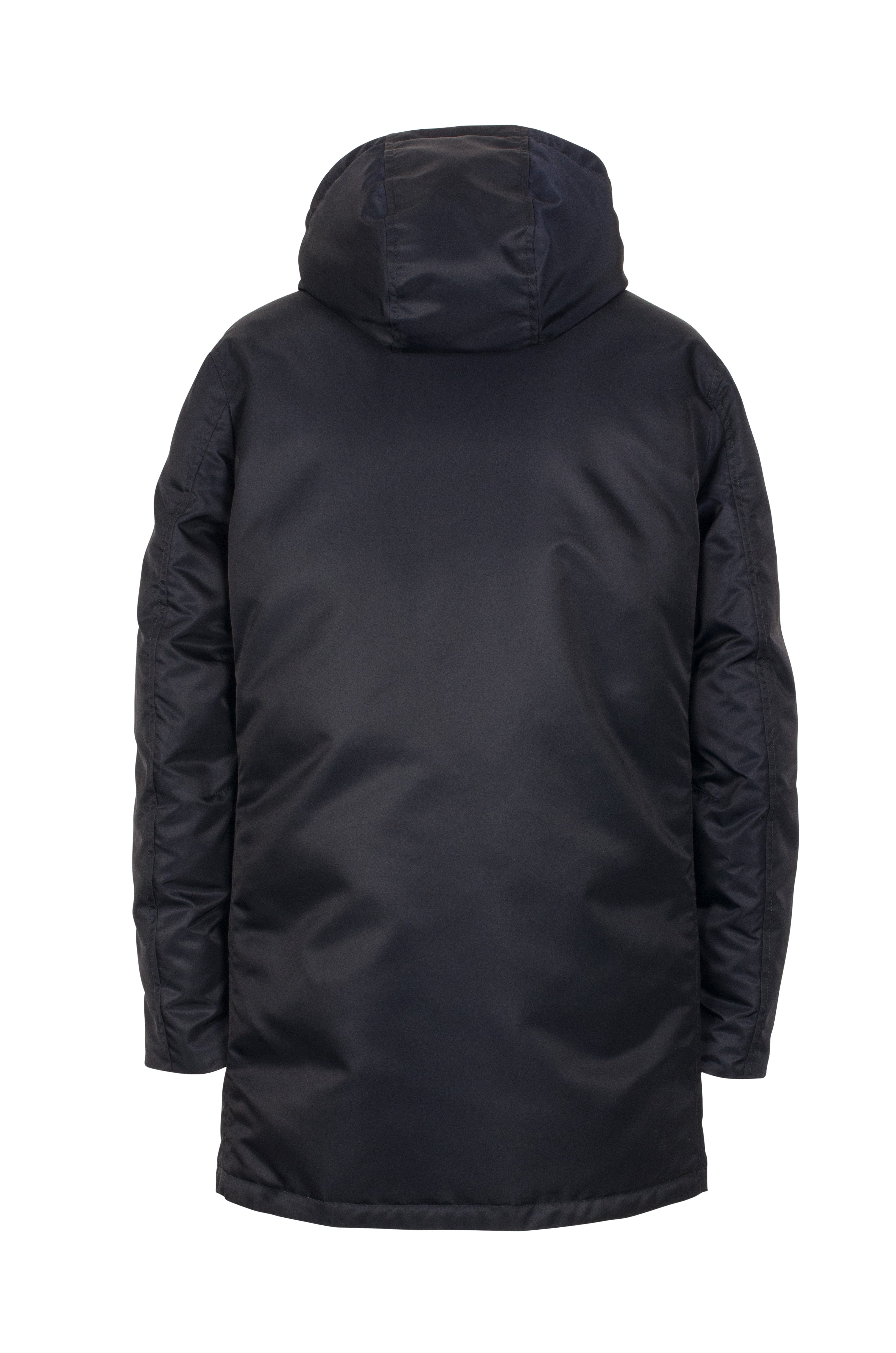 Mens nylon Lempelius down coat in dark blue