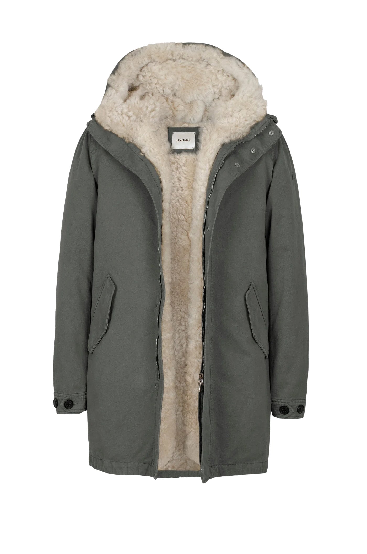 shearling Lempelius cotton Parka in military green