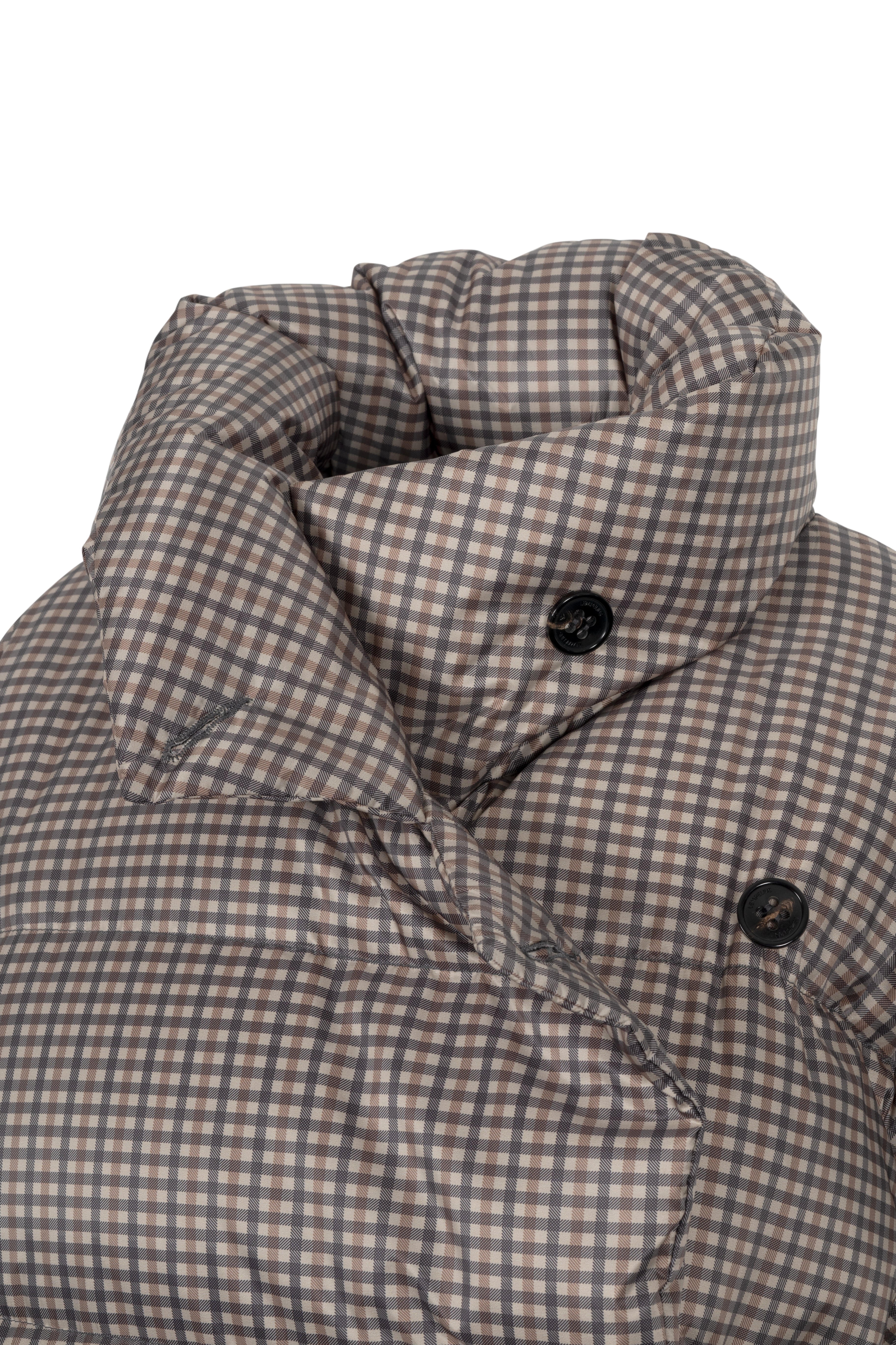 Oversized Lempelius wrap down coat with check print
