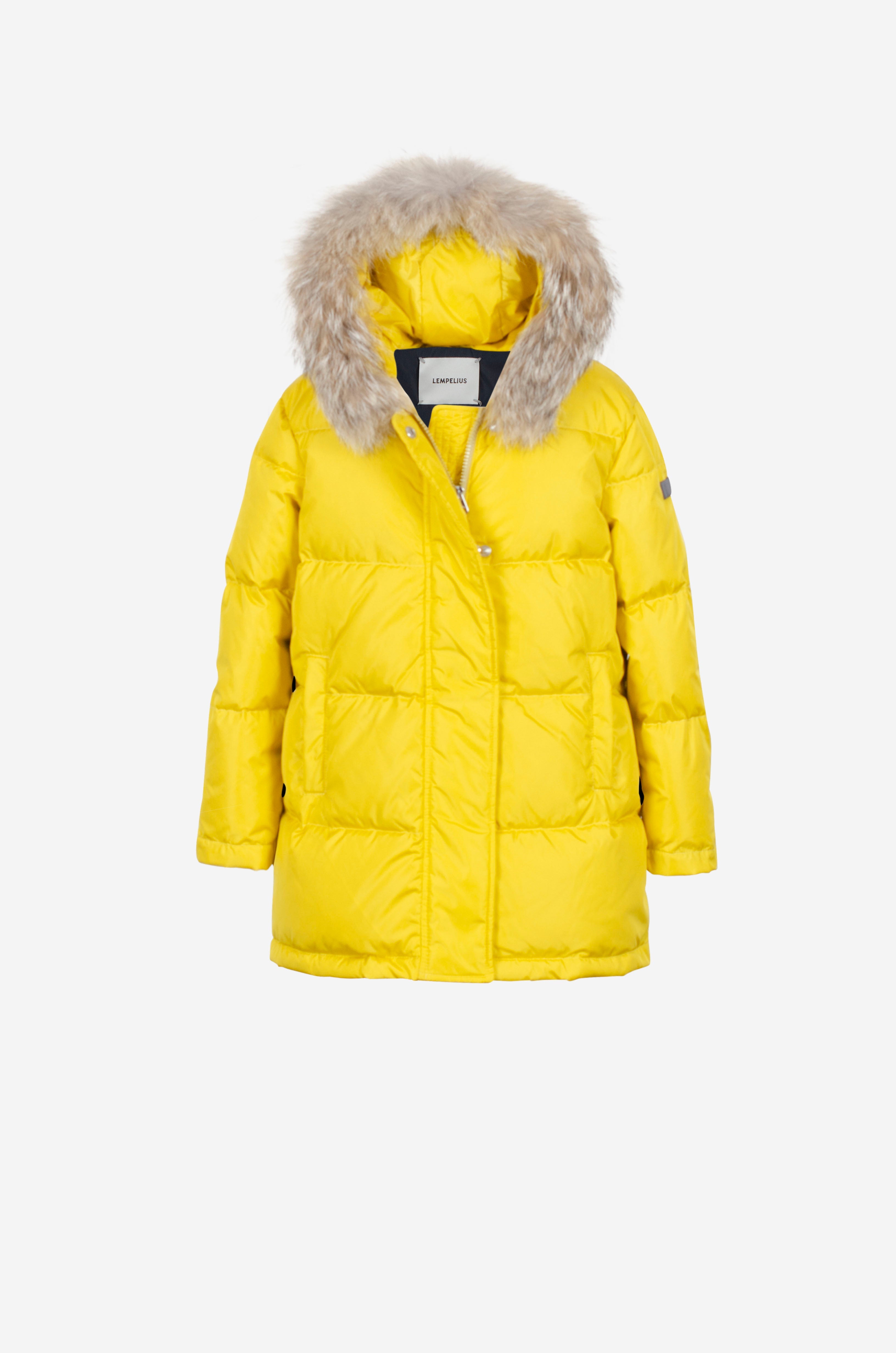 Girls Quilted Down Parka in True Yellow