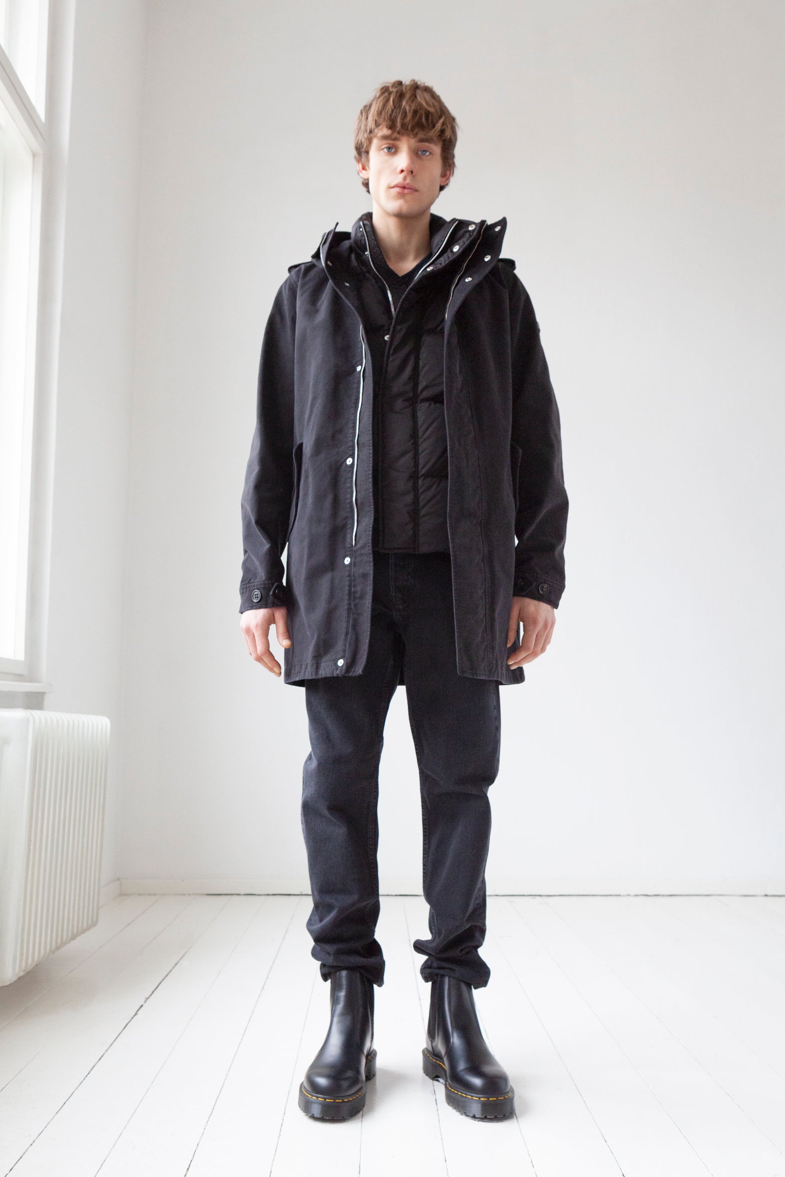 Lempelius cotton Parka with down Vest in black