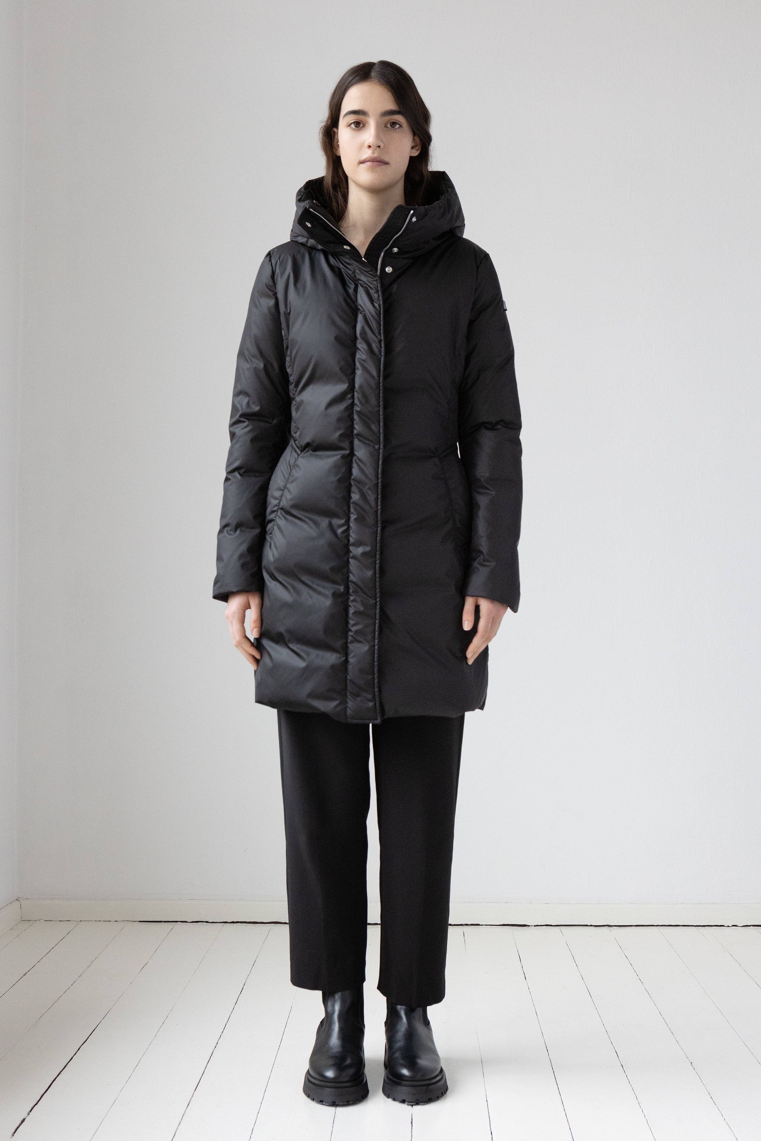 Fitted Lempelius down coat with faux fur Edit alt text