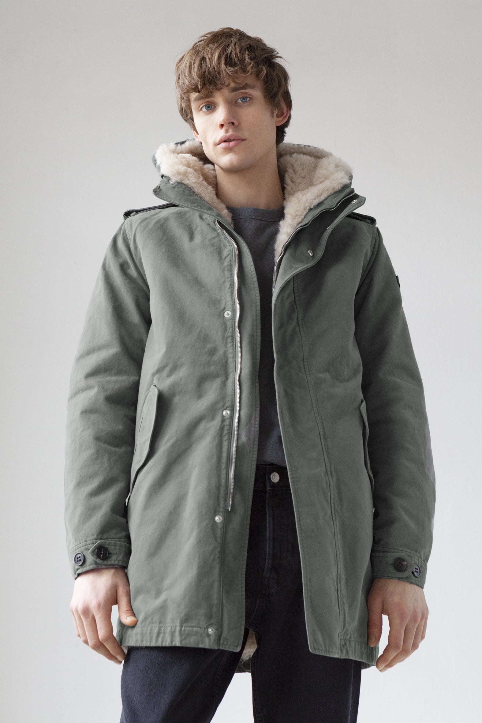 shearling Lempelius cotton Parka in military green