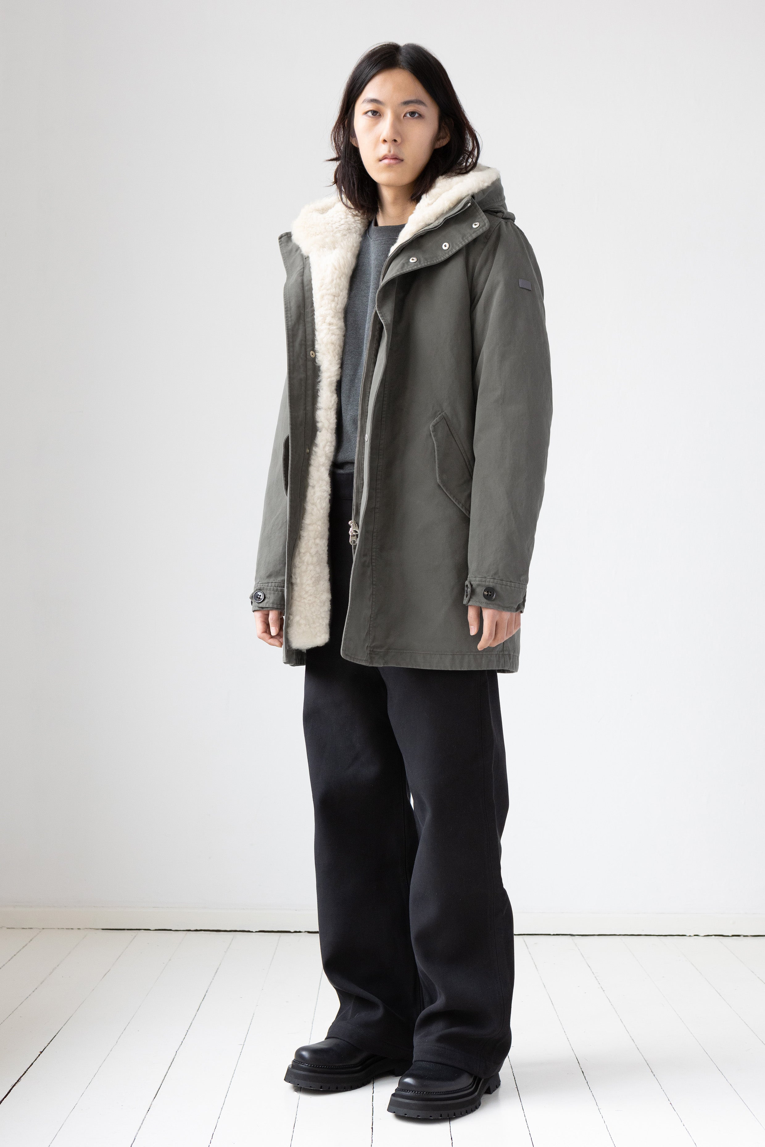 Lempelius Mens cotton Parka with vegan padding in military green