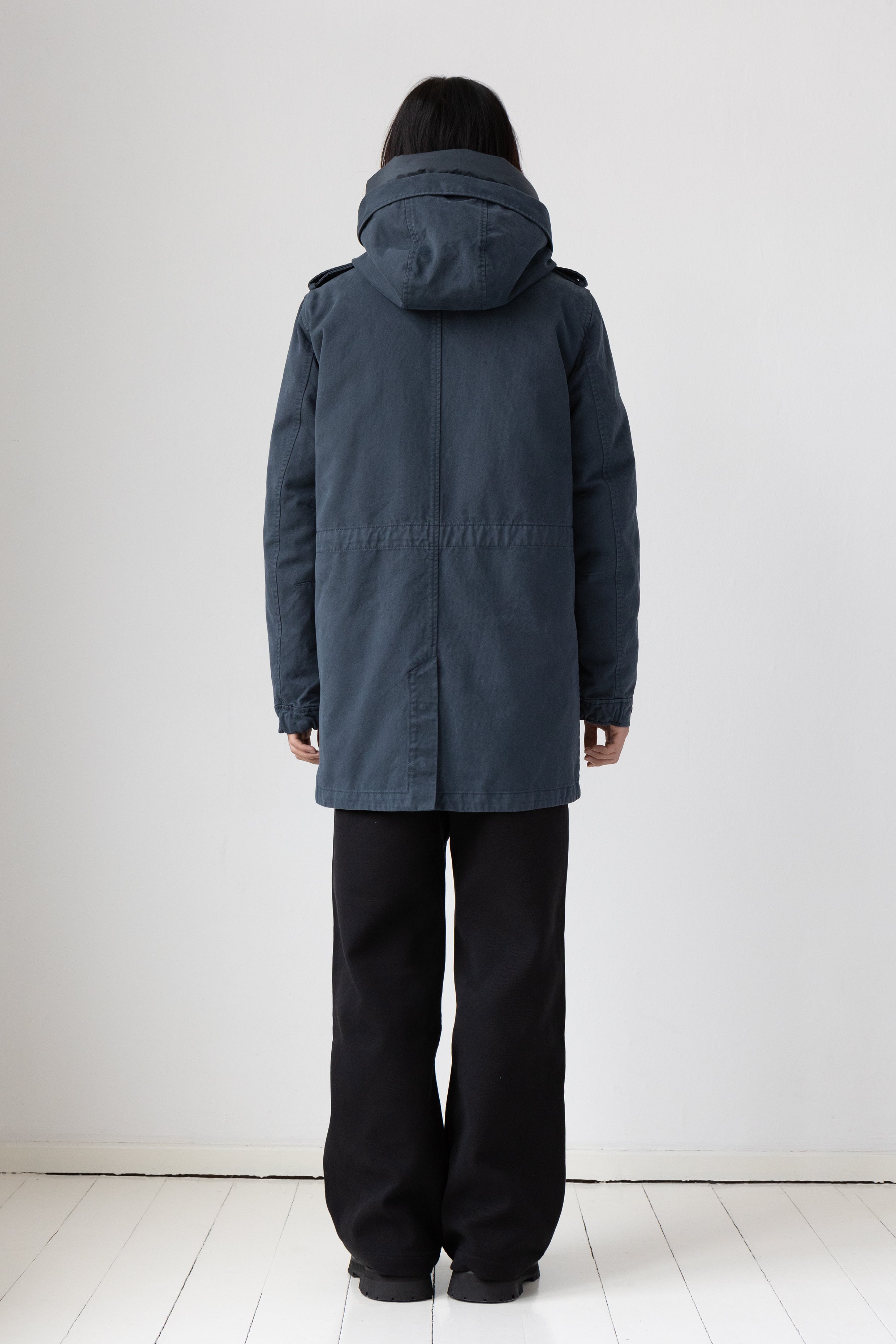 Lempelius Mens cotton Parka with vegan padding in bluegrey