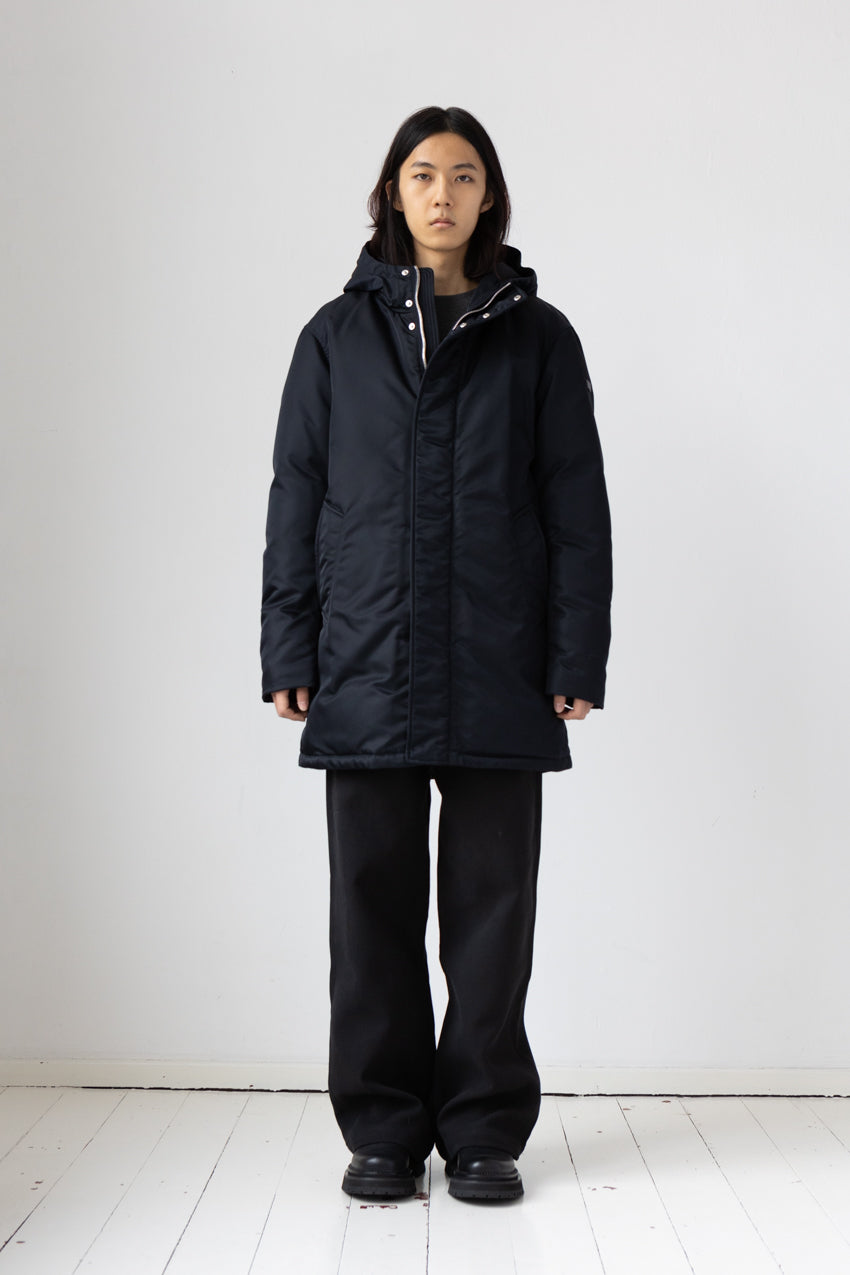 Mens nylon Lempelius down coat in dark blue