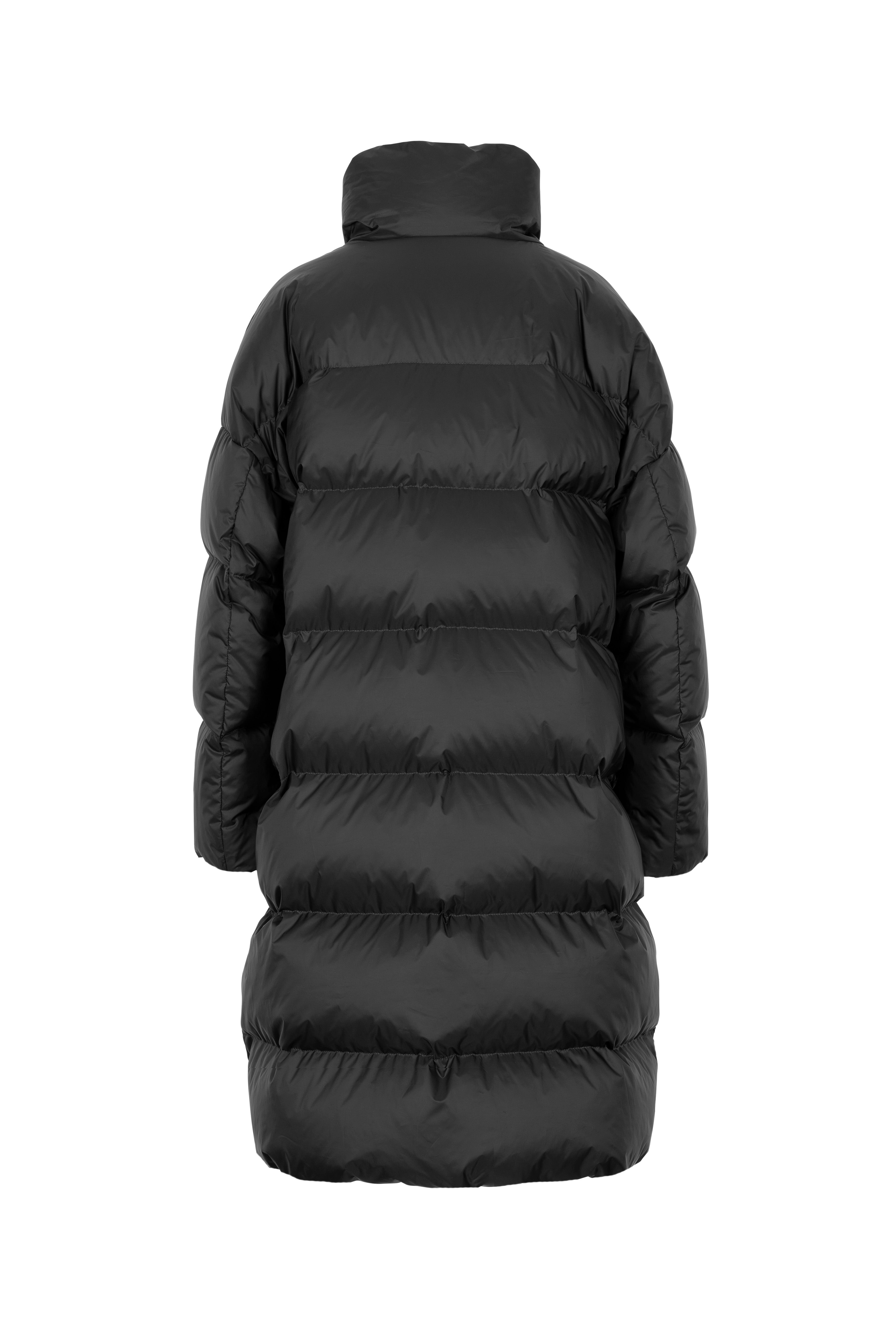 Oversized Lempelius wrap down coat in black
