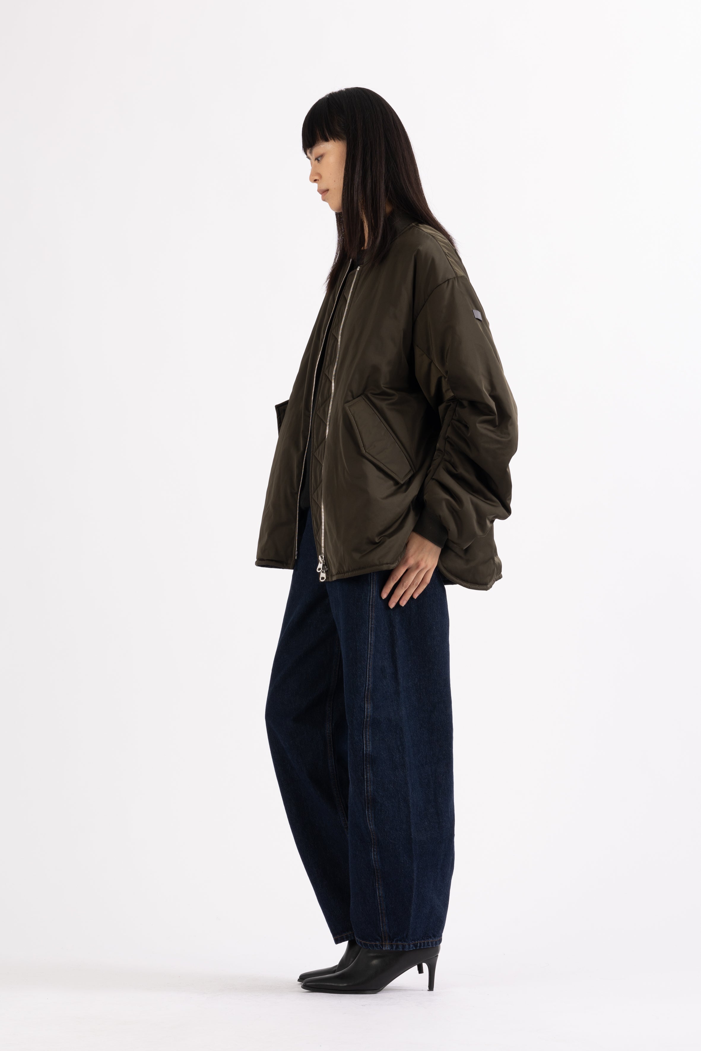 LEMPELIUS padded lightweight bomber jacket in dark olive