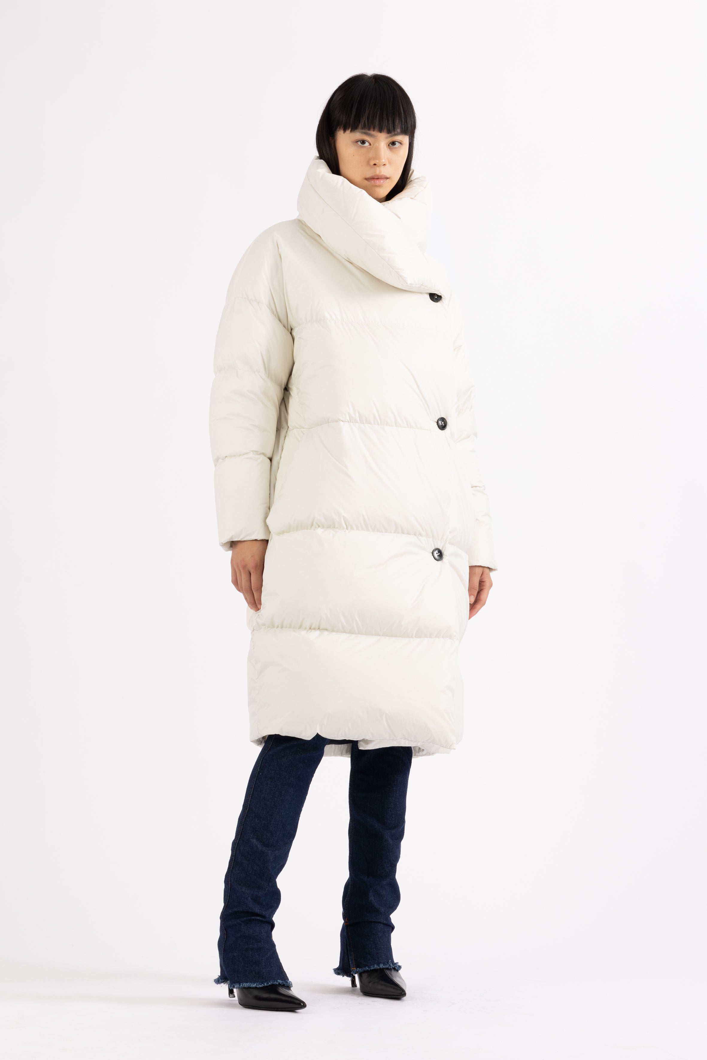 Lempelius wrap down coat with oversized collar