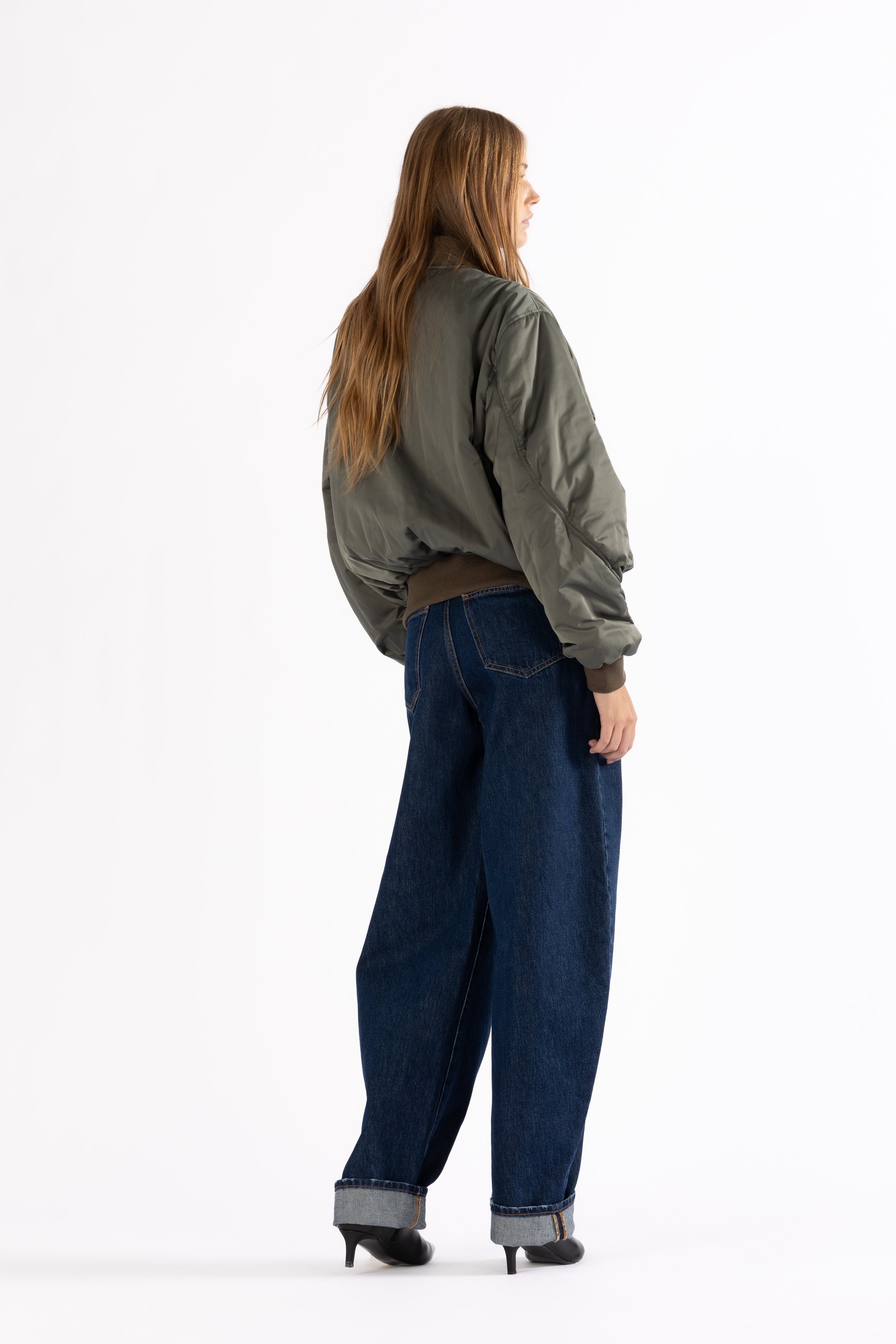 padded lightweight bomber jacket in green amber