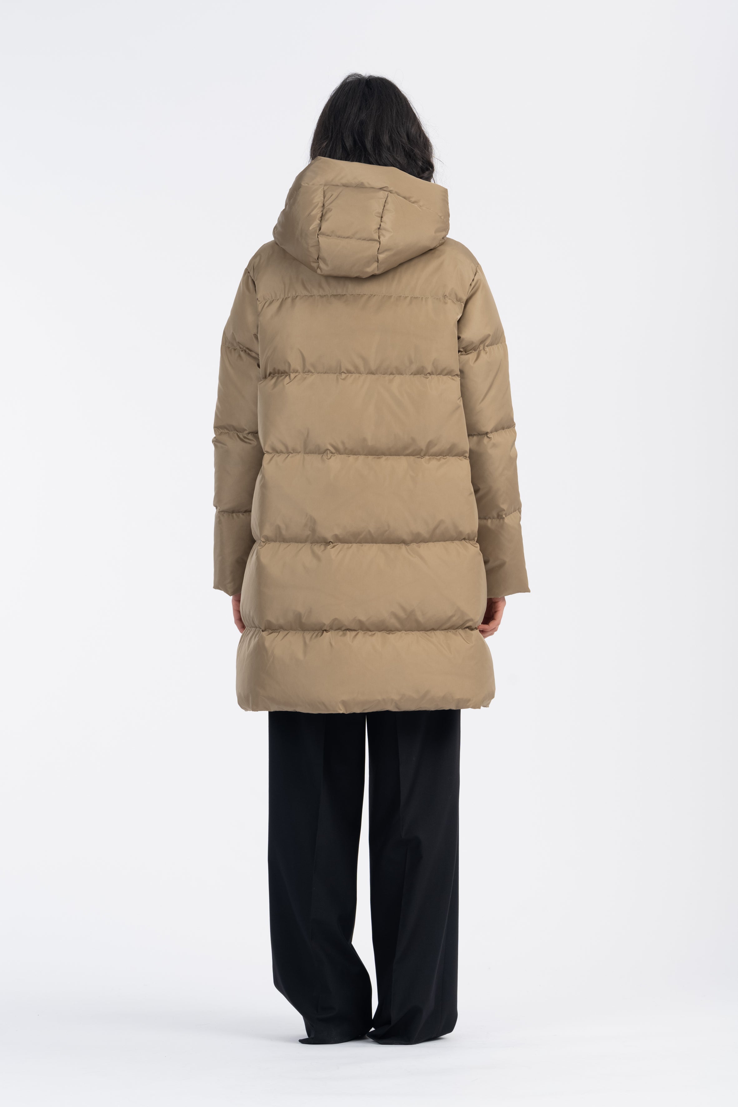 LEMPELIUS nylon duck down coat in tan