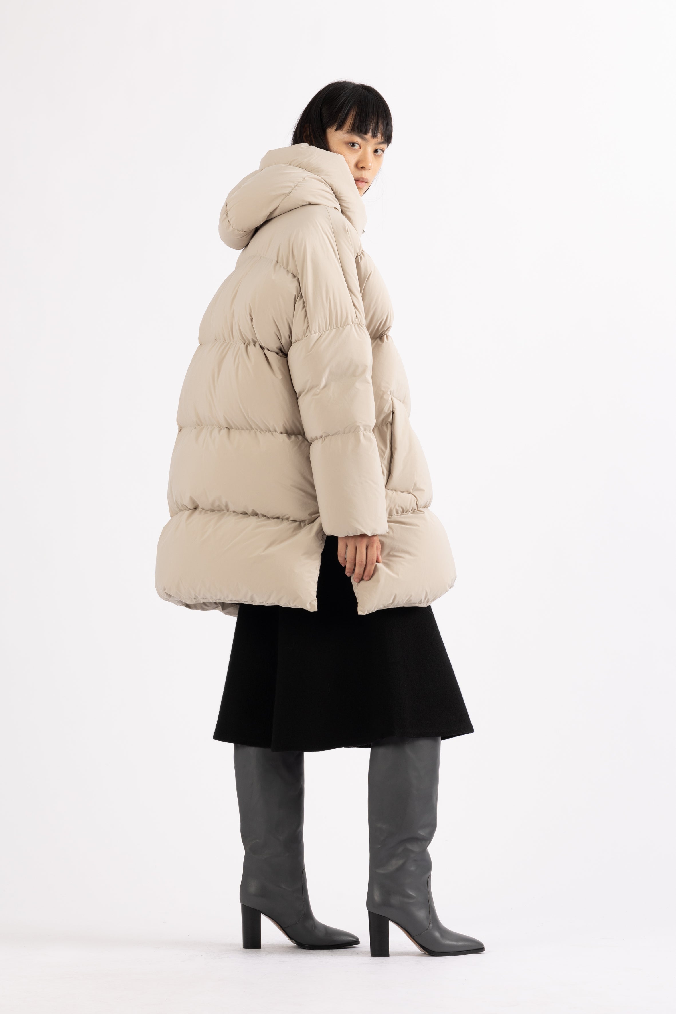 LEMPELIUS oversized goose down parka in chalk