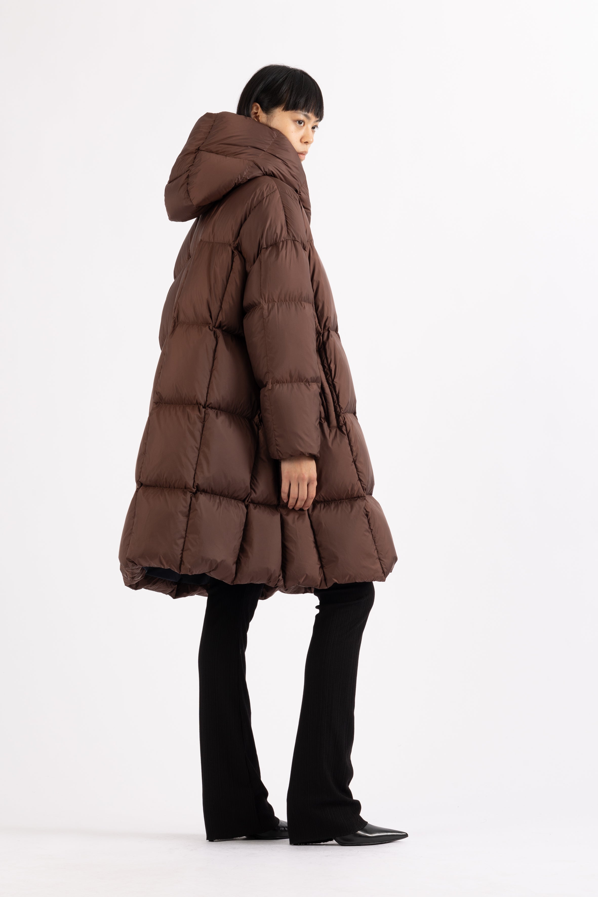 LEMPELIUS wrap down coat in chestnut