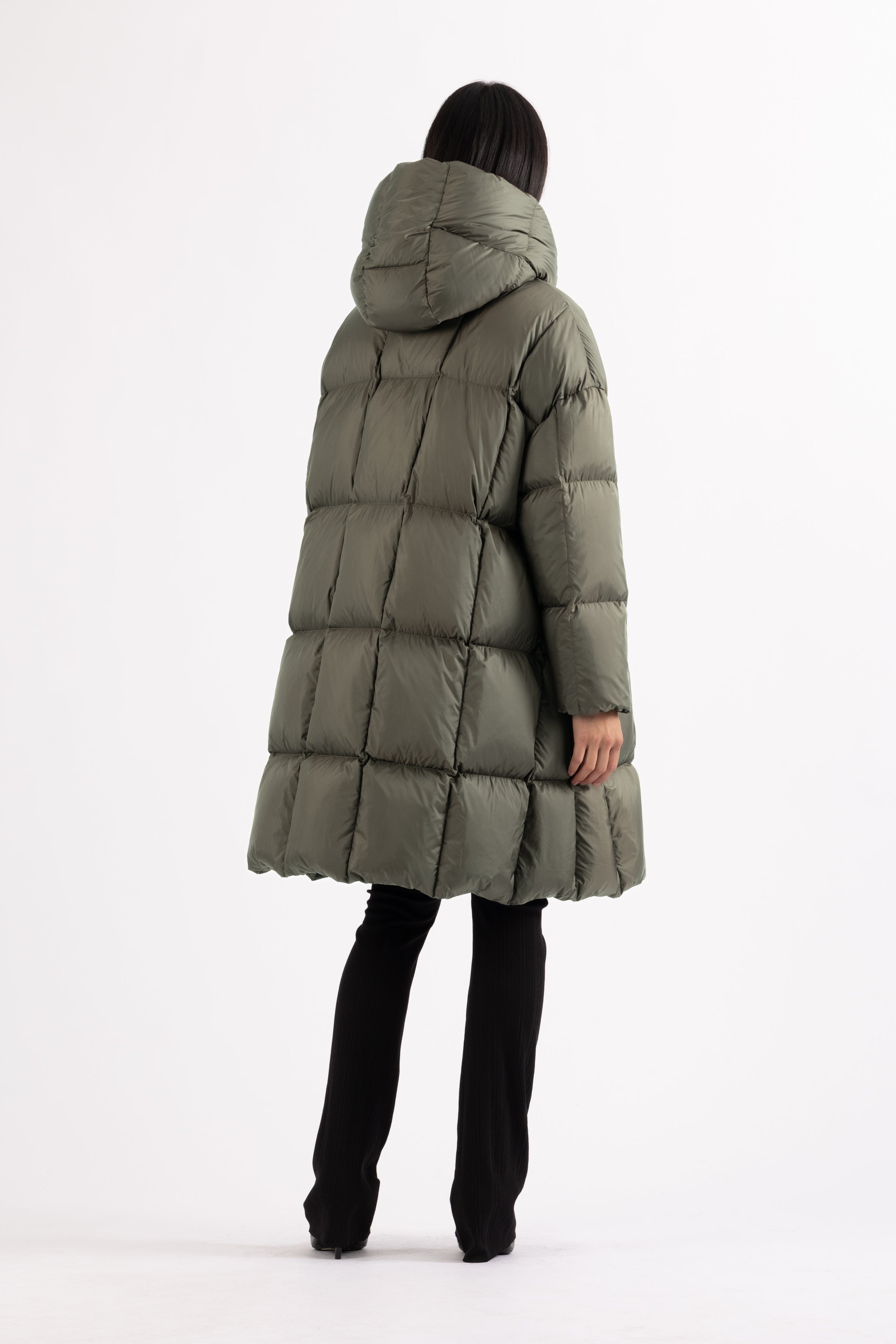 LEMPELIUS wrap down coat in muted green