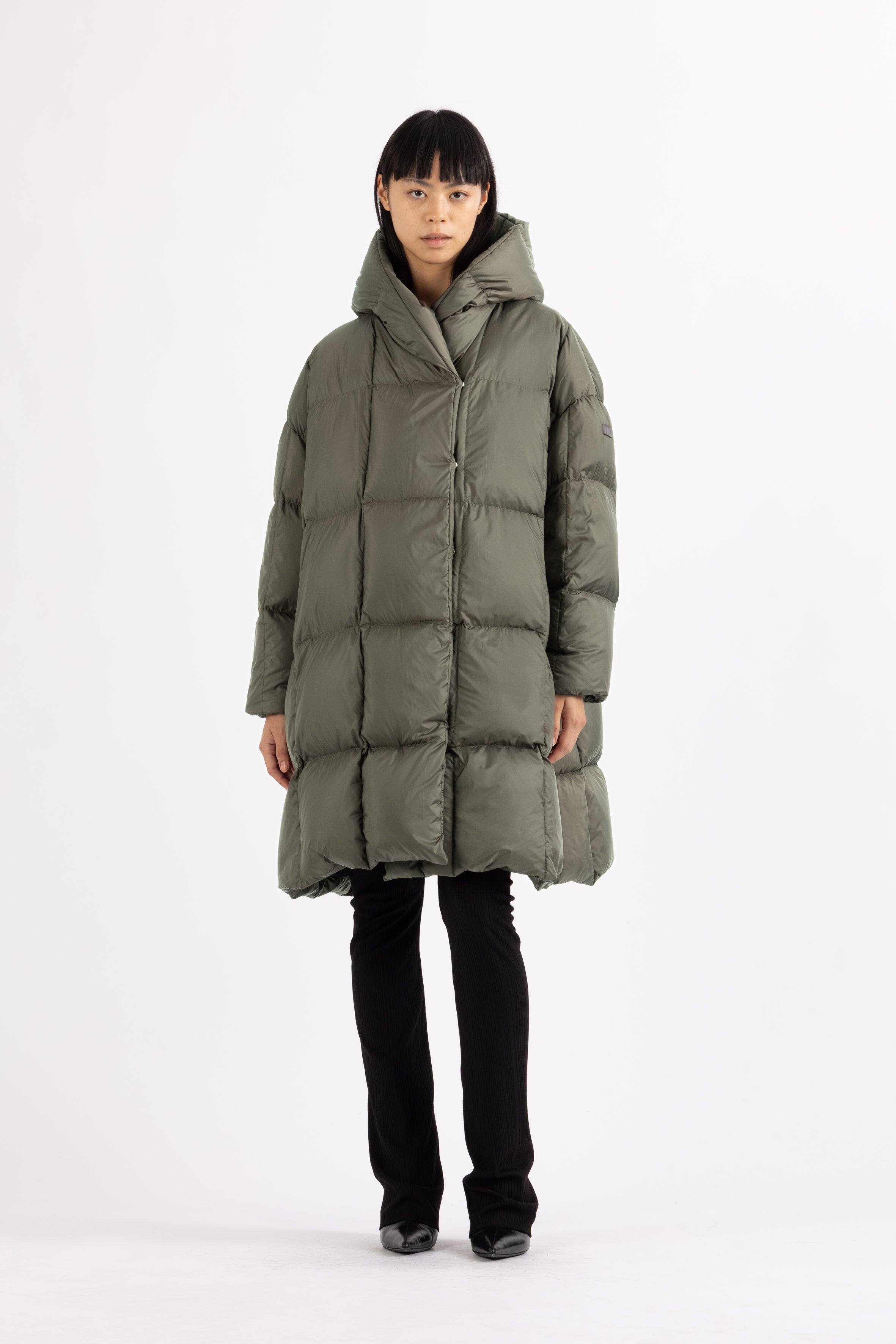 LEMPELIUS wrap down coat in muted green