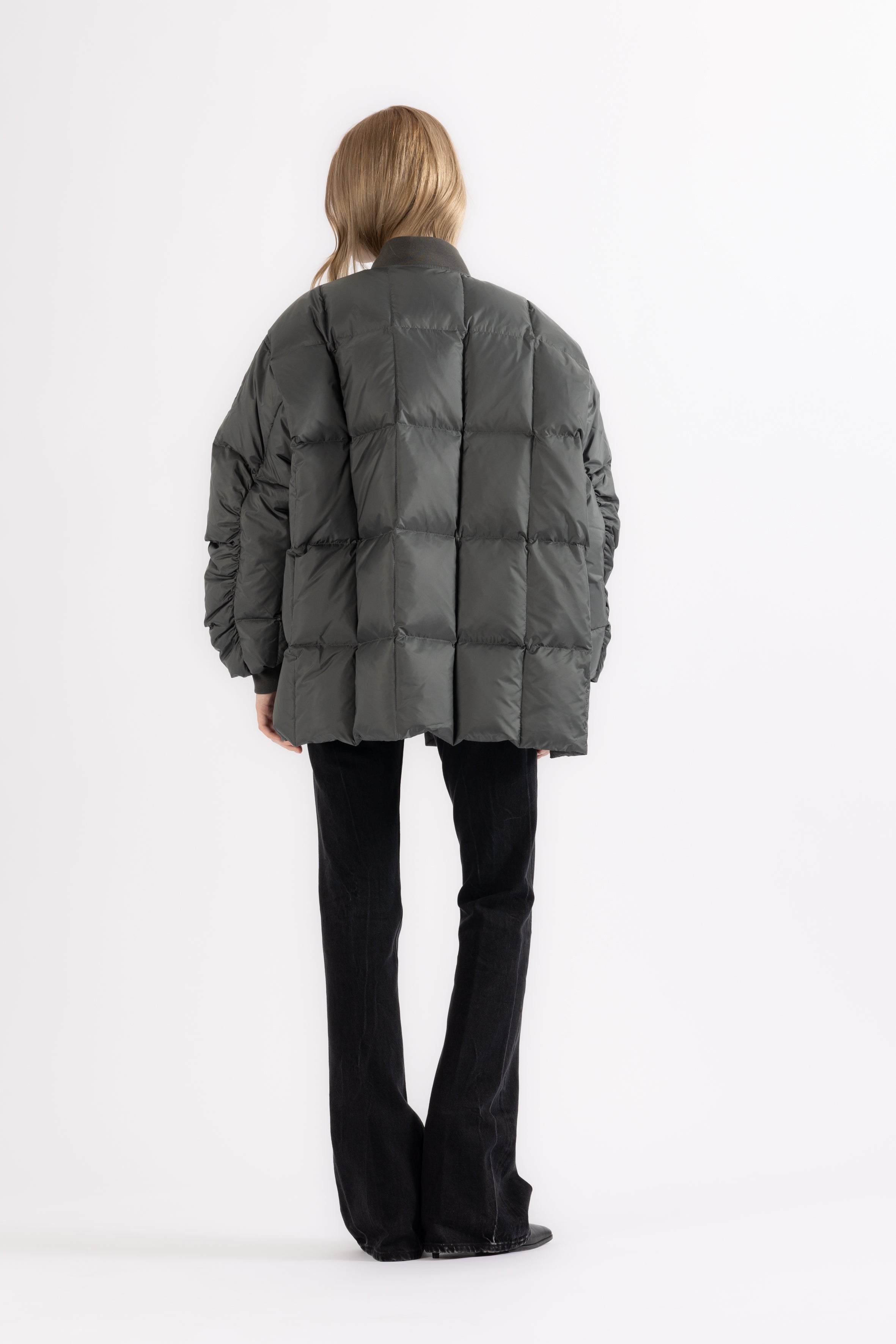 LEMPELIUS silky nylon light down jacket in iron grey