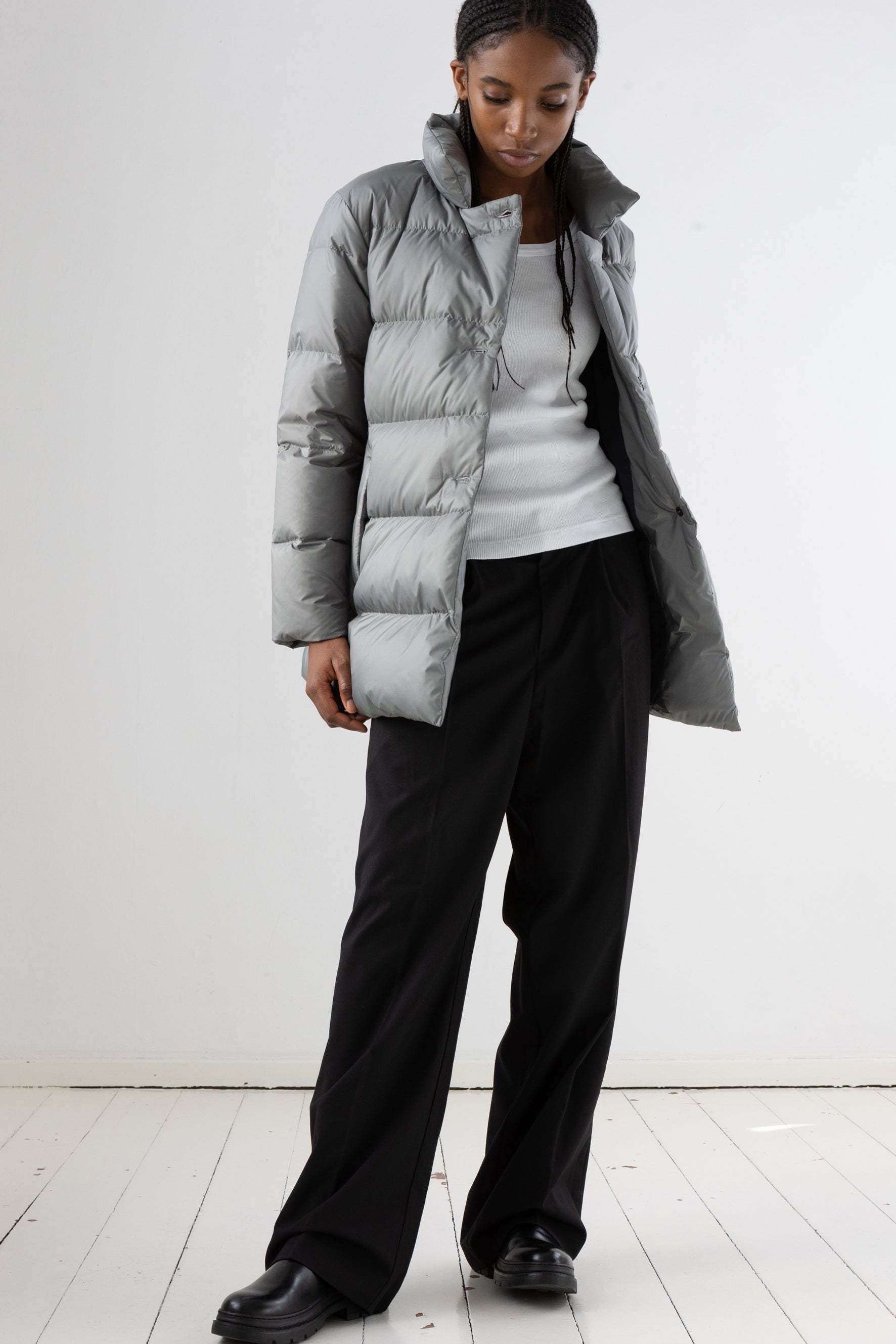 short quilted Lempelius Down Jacket with lapel collar 