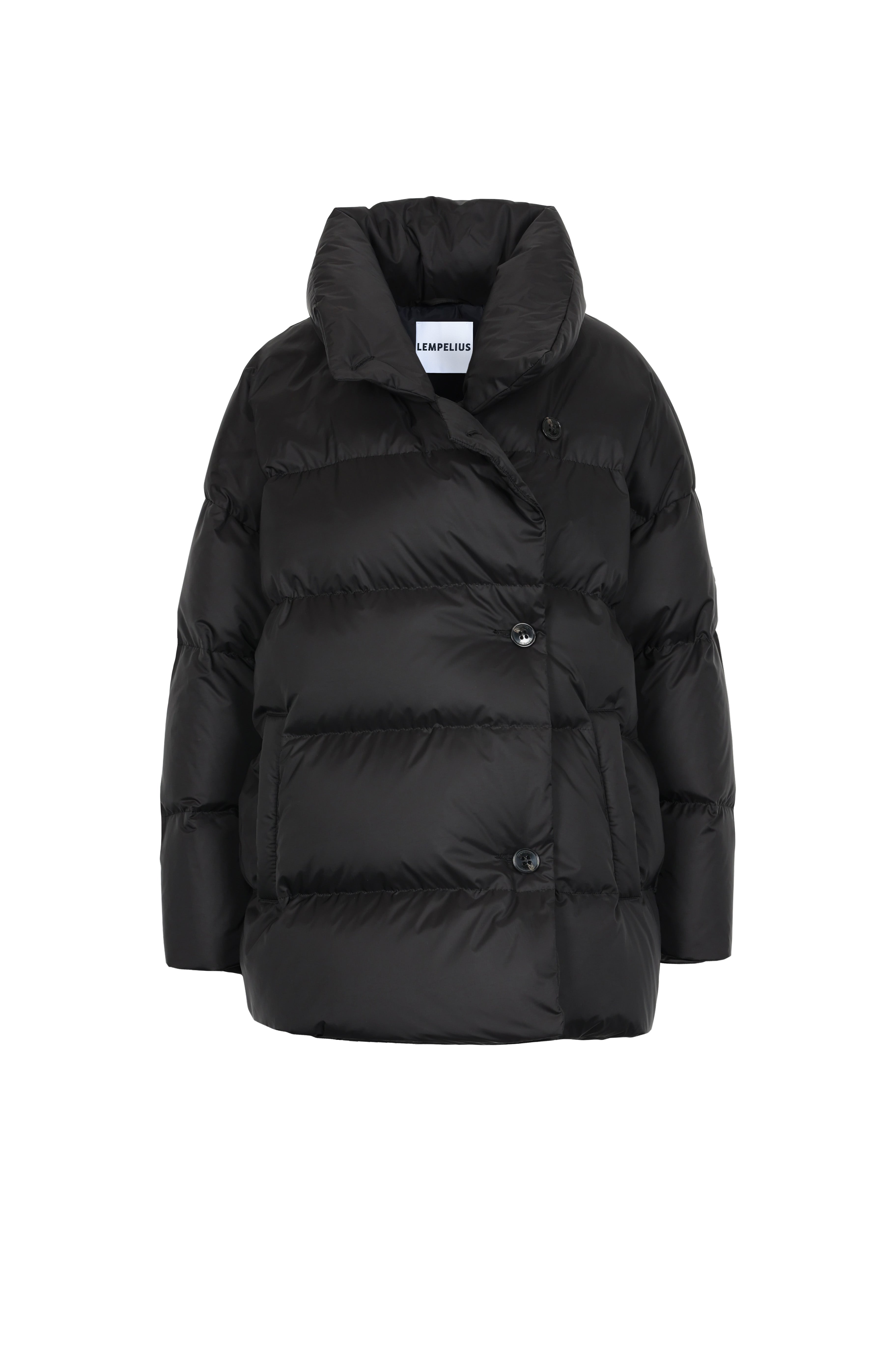 short quilted Lempelius down jacket in color black