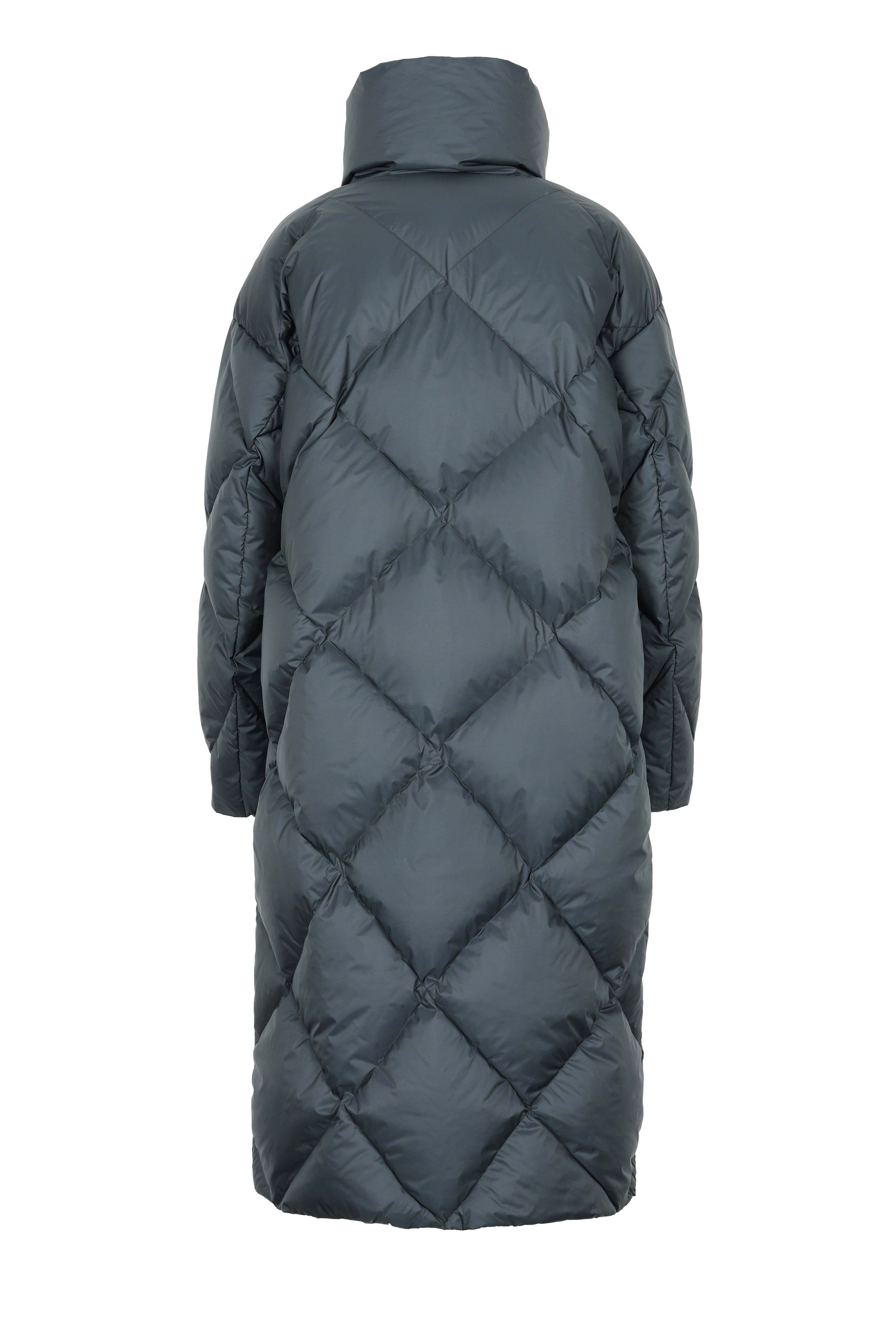 oversized Lempelius diamond quilt down coat in bluegrey