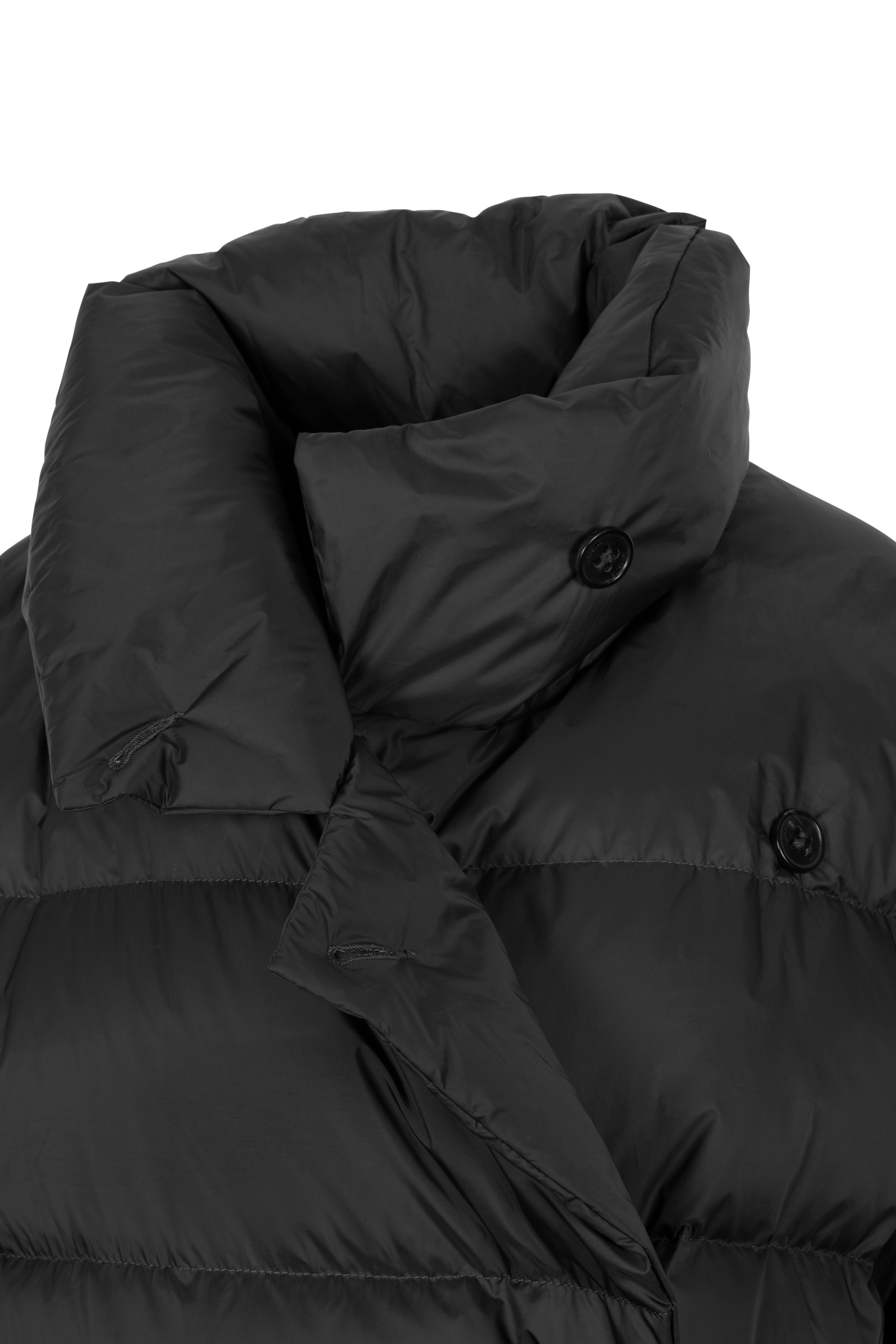 Oversized Lempelius wrap down coat in black