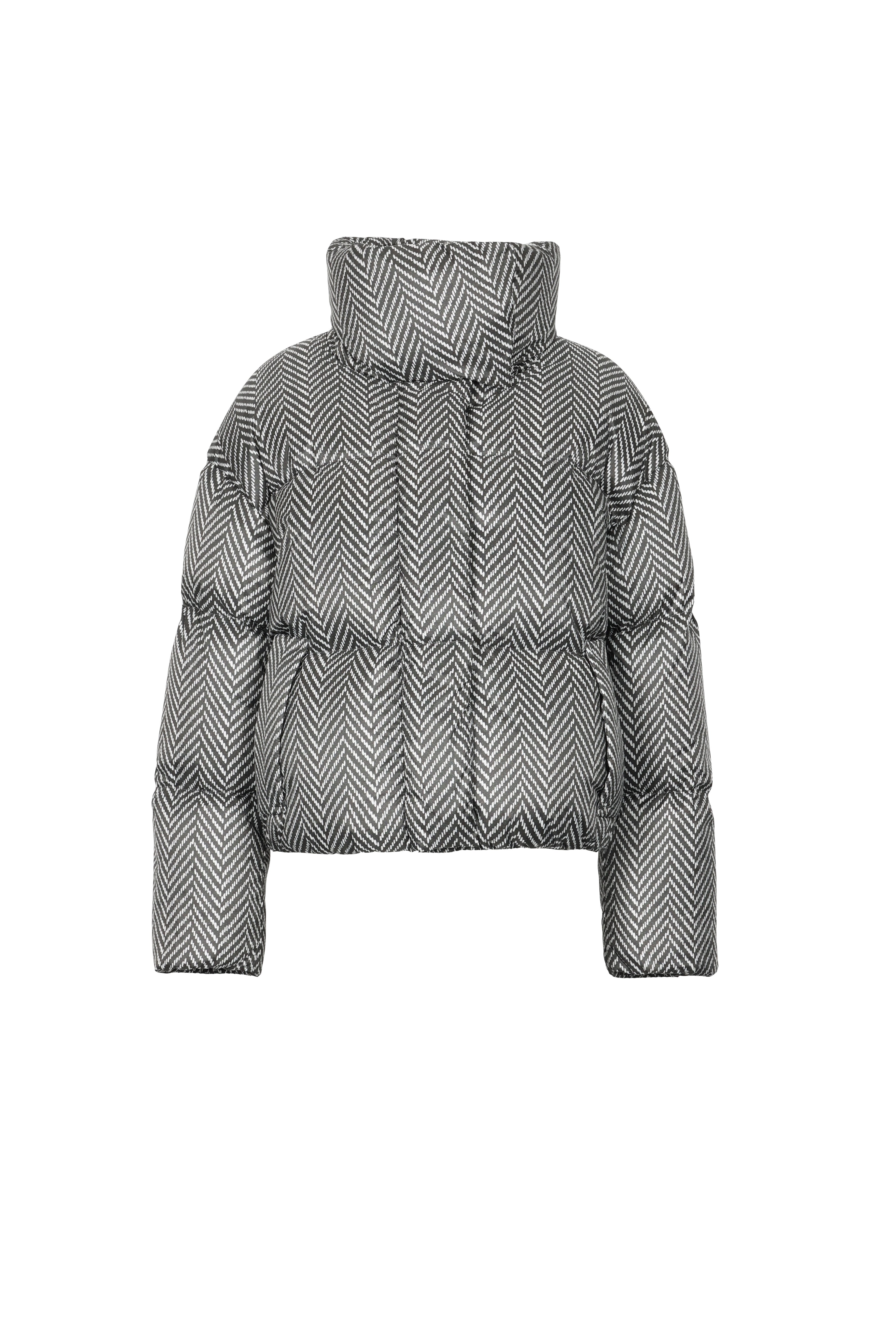 Short Lempelius down puffer jacket with herringbone print