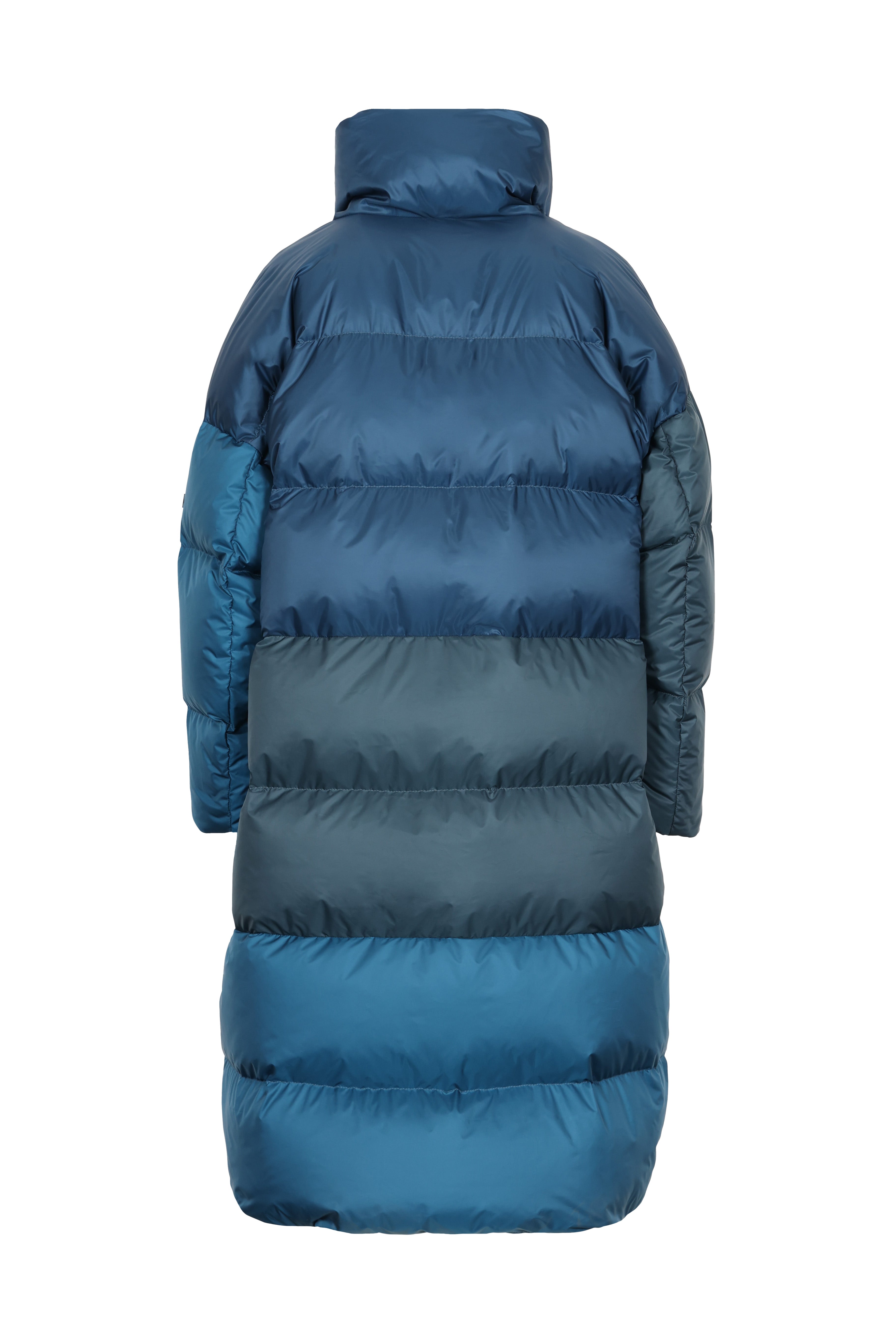 Oversized Lempelius wrap down coat in blue patch