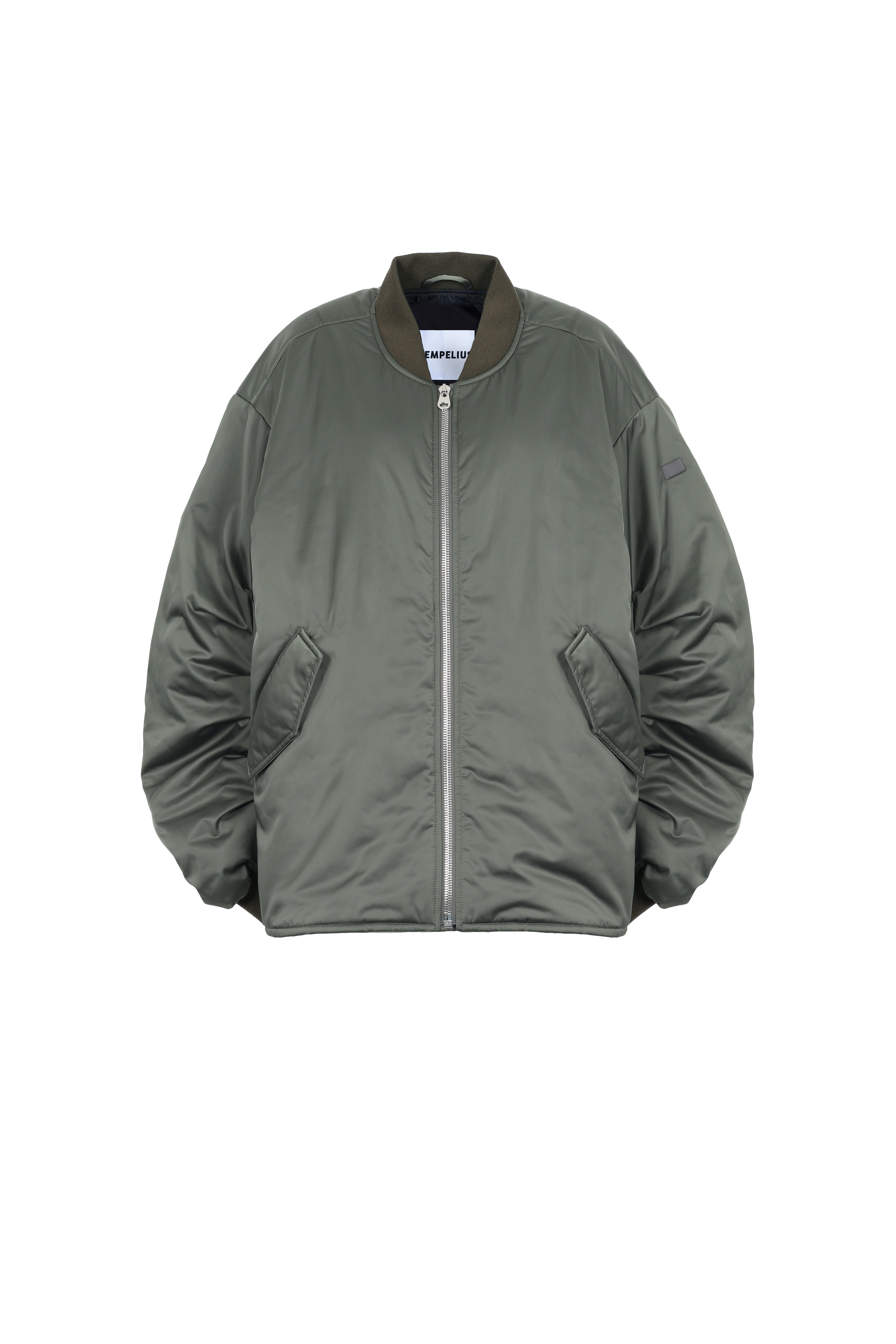 FLARED BOMBER JACKET in green amber