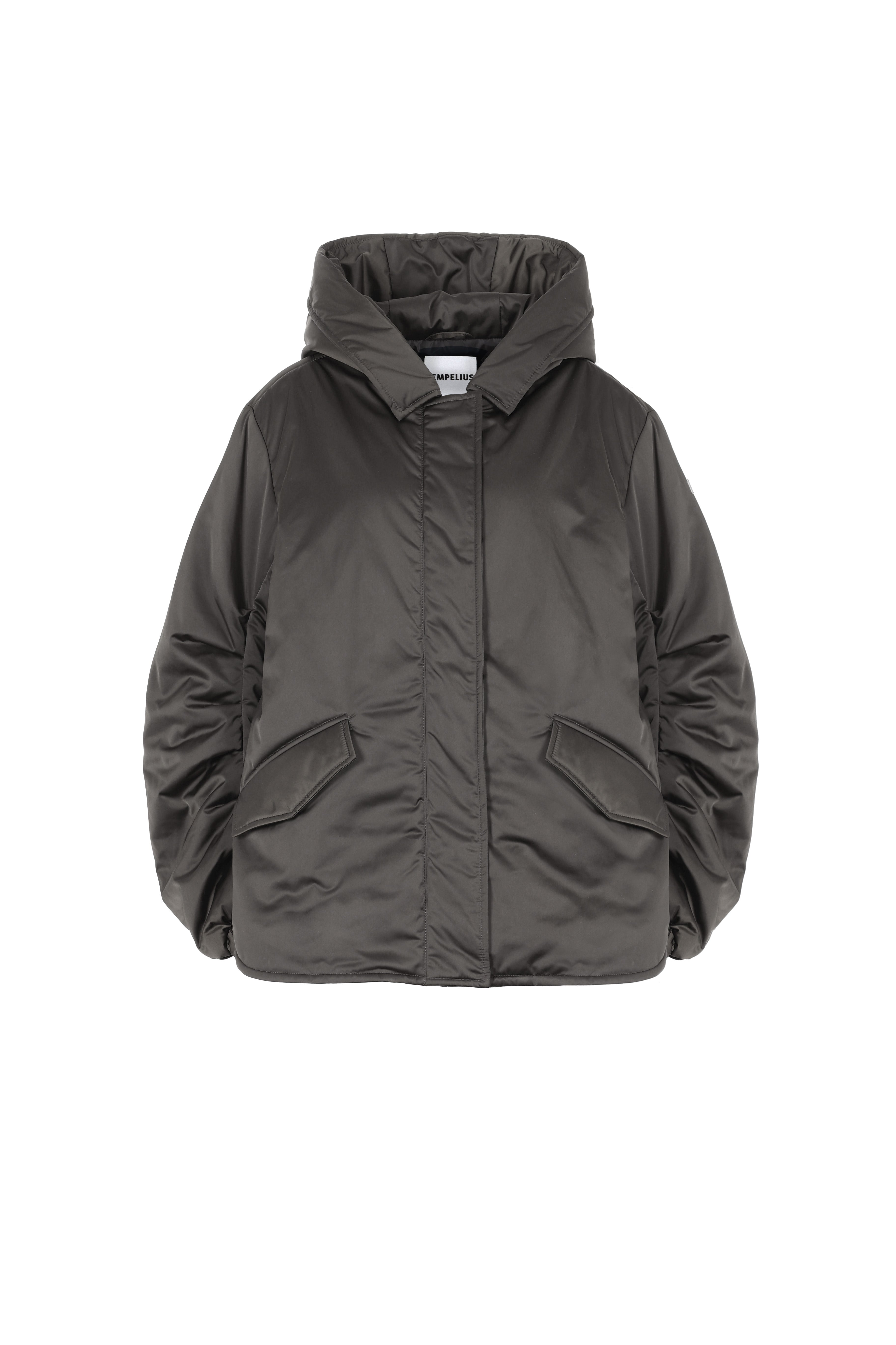 LEMPELIUS vegan padded lightweight parka in carbon grey