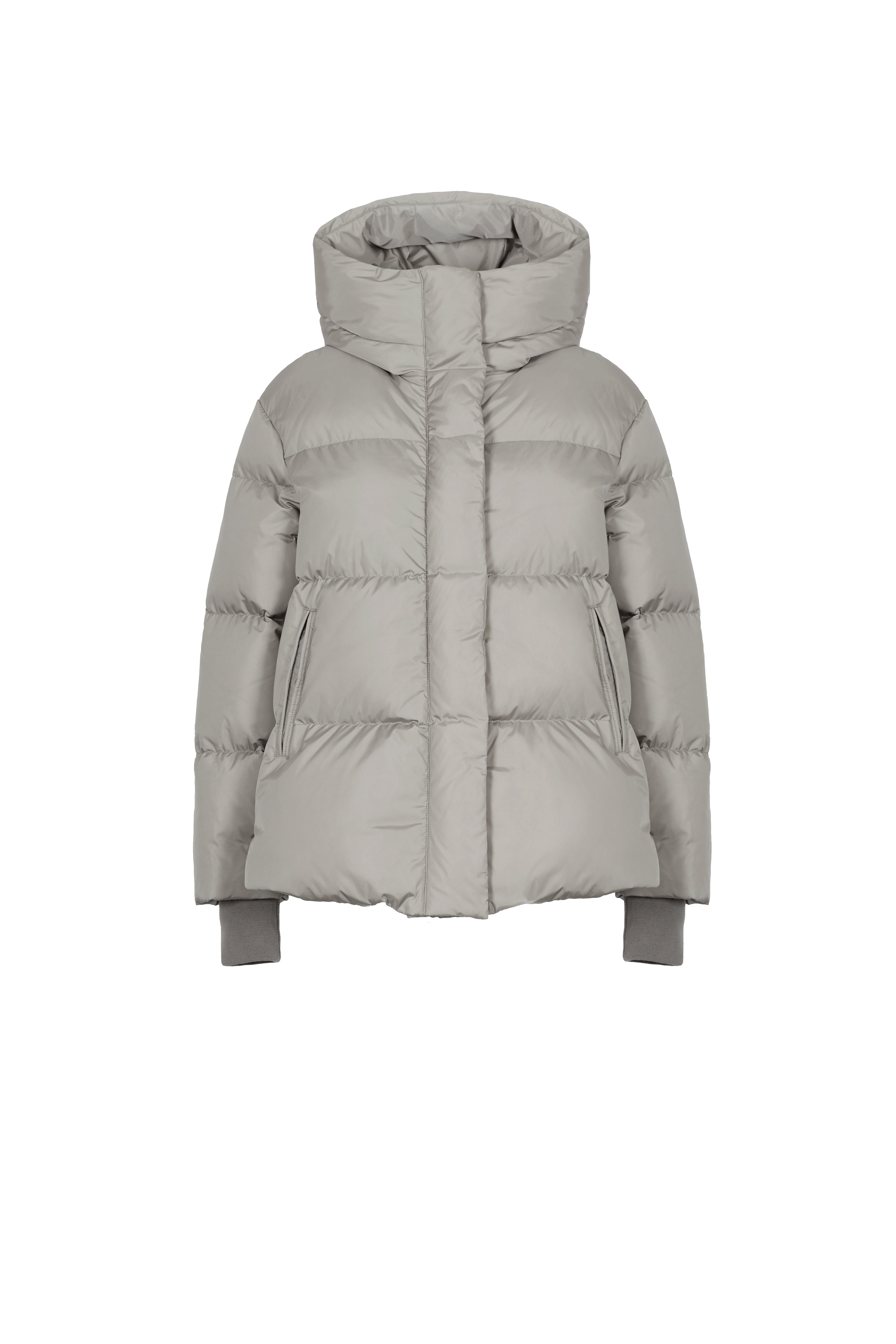 LEMPELIUS high density nylon short down jacket in misty grey 
