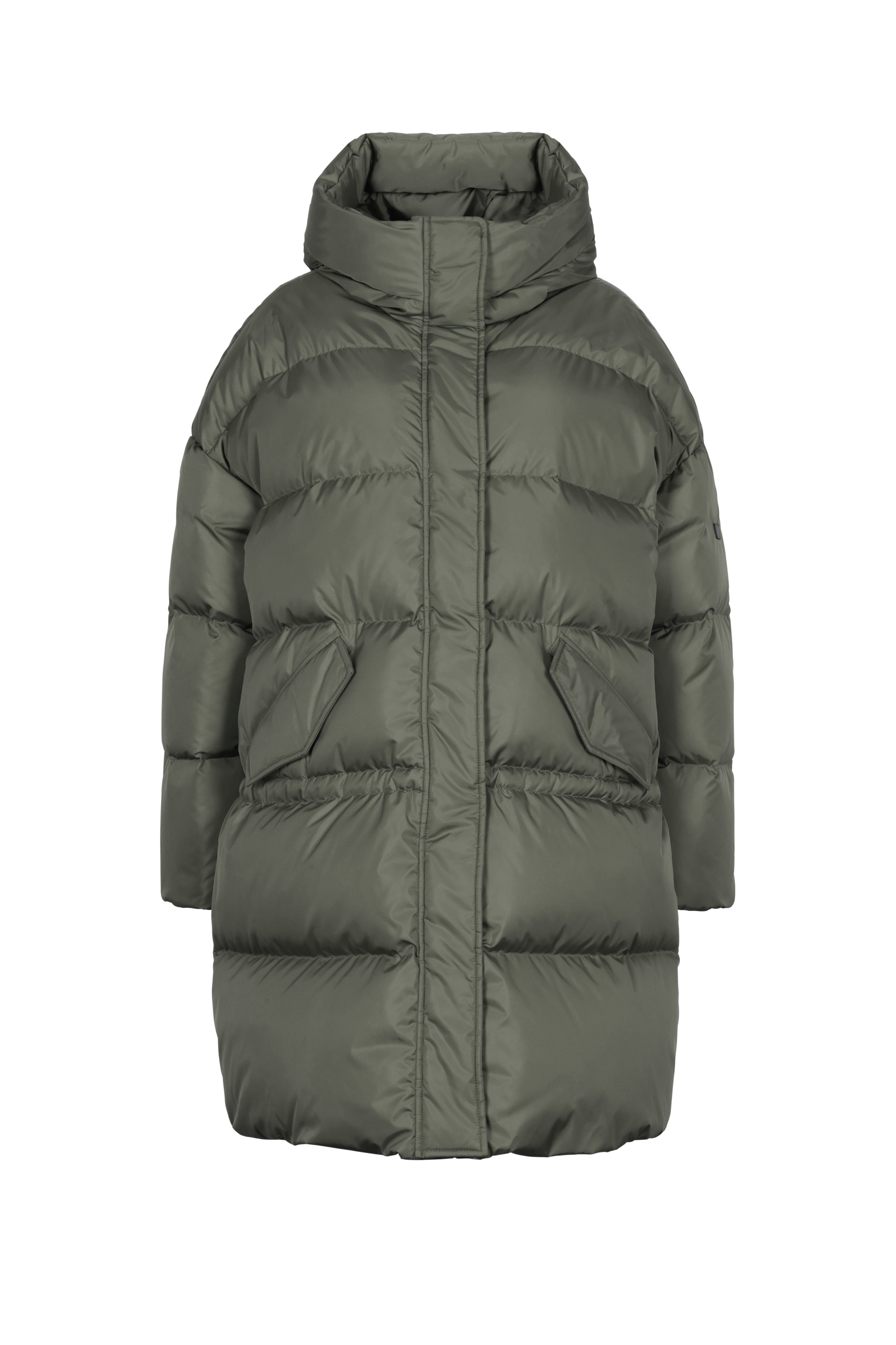 oversized Lempelius down parka in the color military green