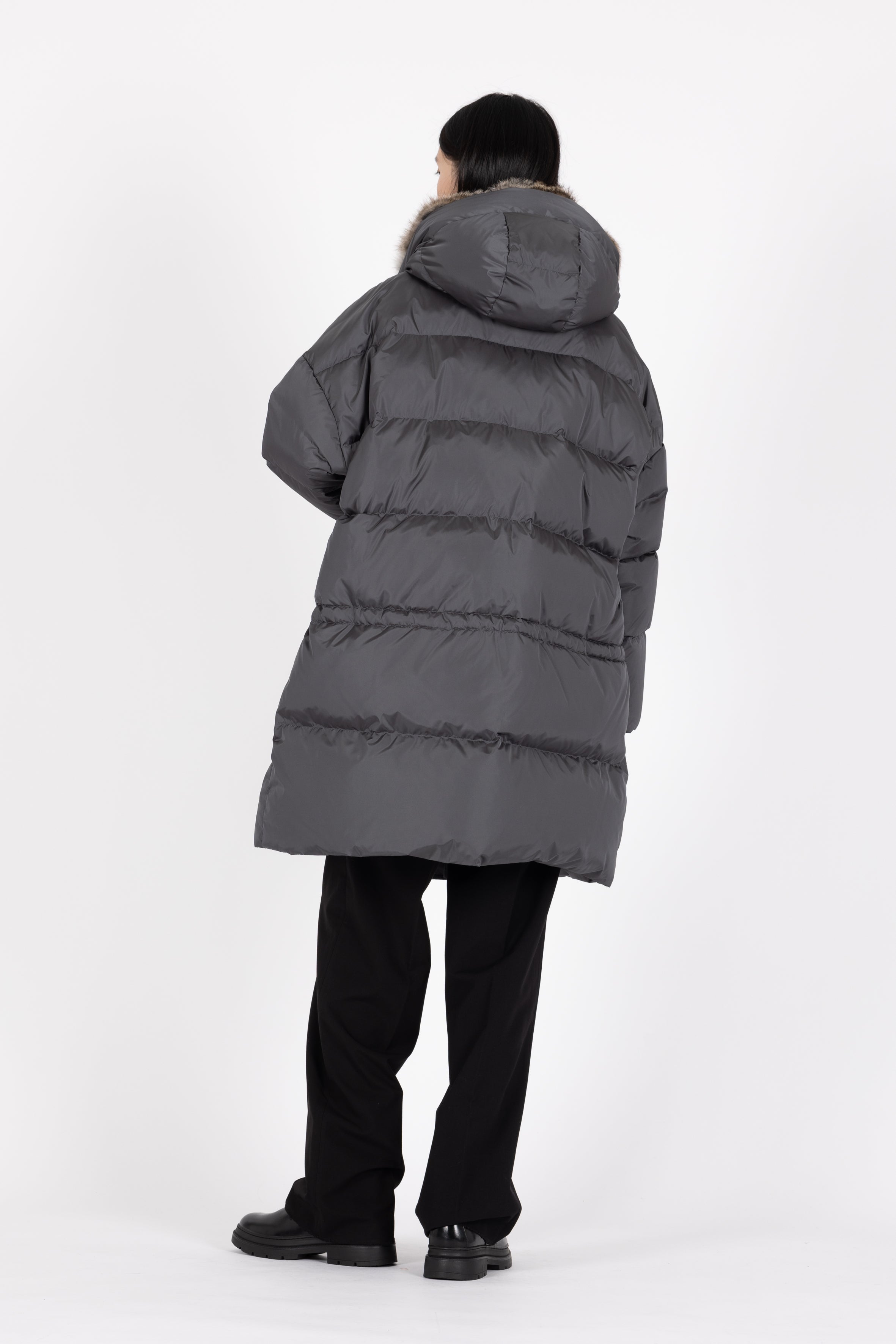 oversized Lempelius down parka in the color iron grey