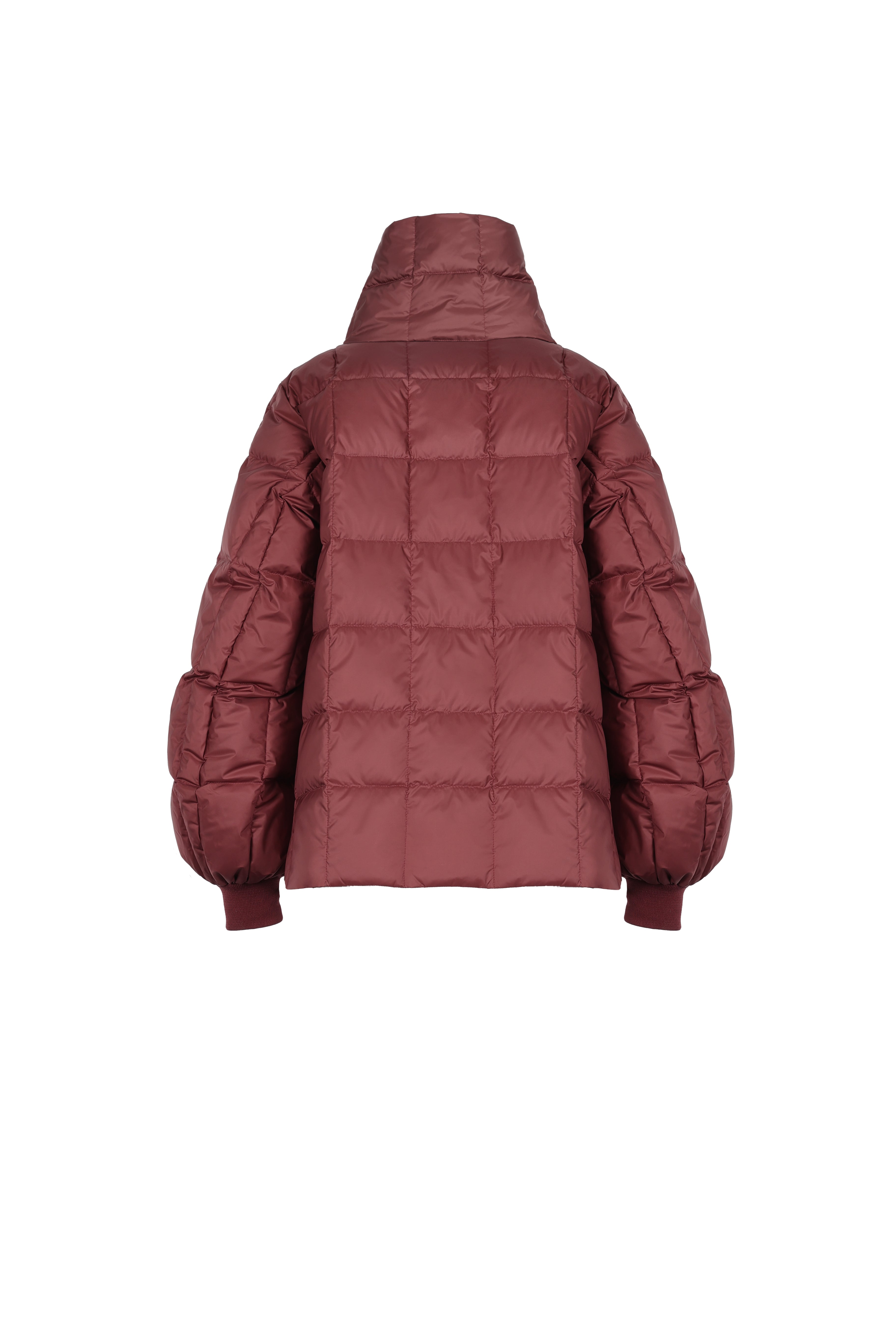 LEMPELIUS quilted lightweight jacket in rosewood with detachable down filled scarf from the back