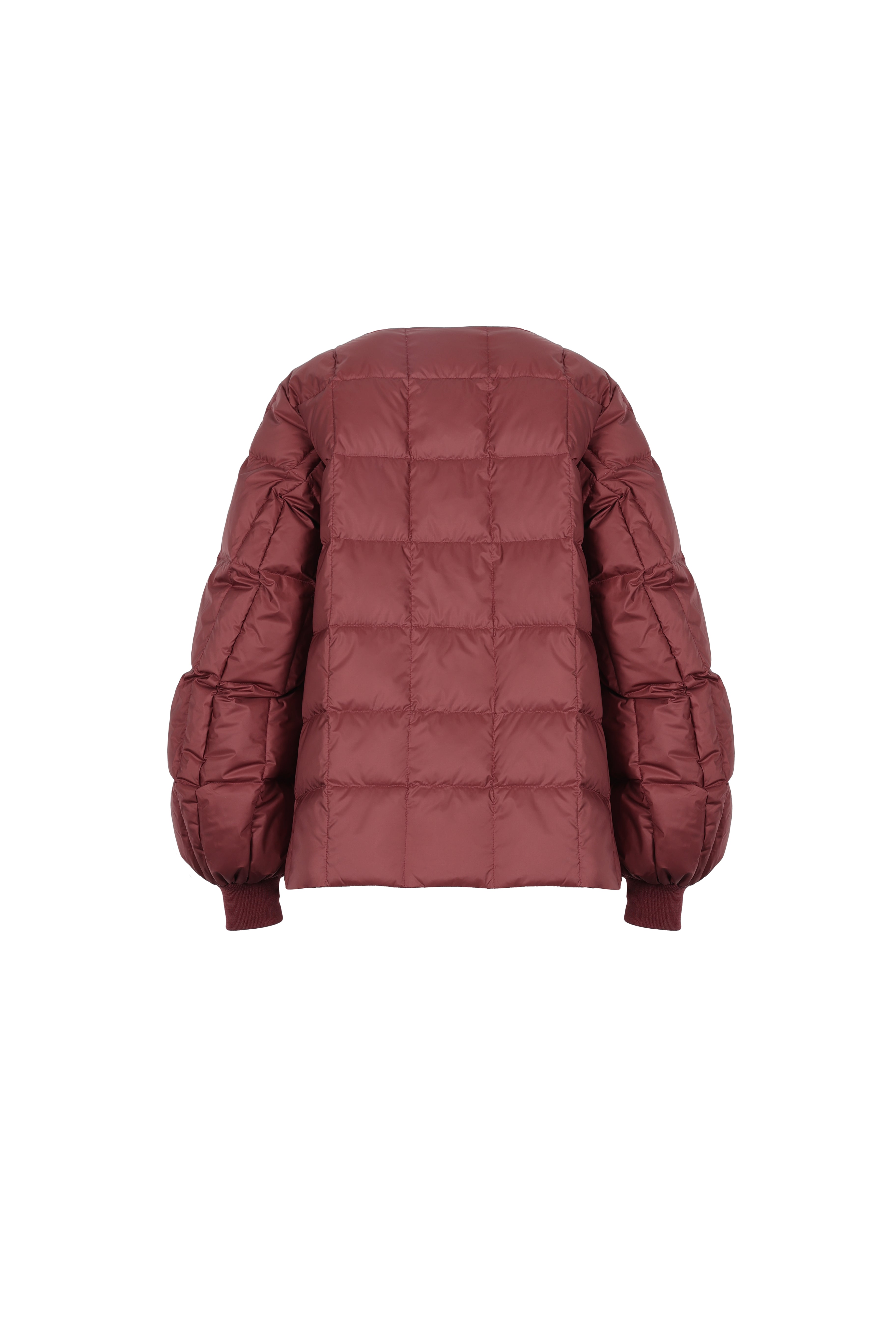 LEMPELIUS box quilted lightweight jacket in rosewood red color from the back