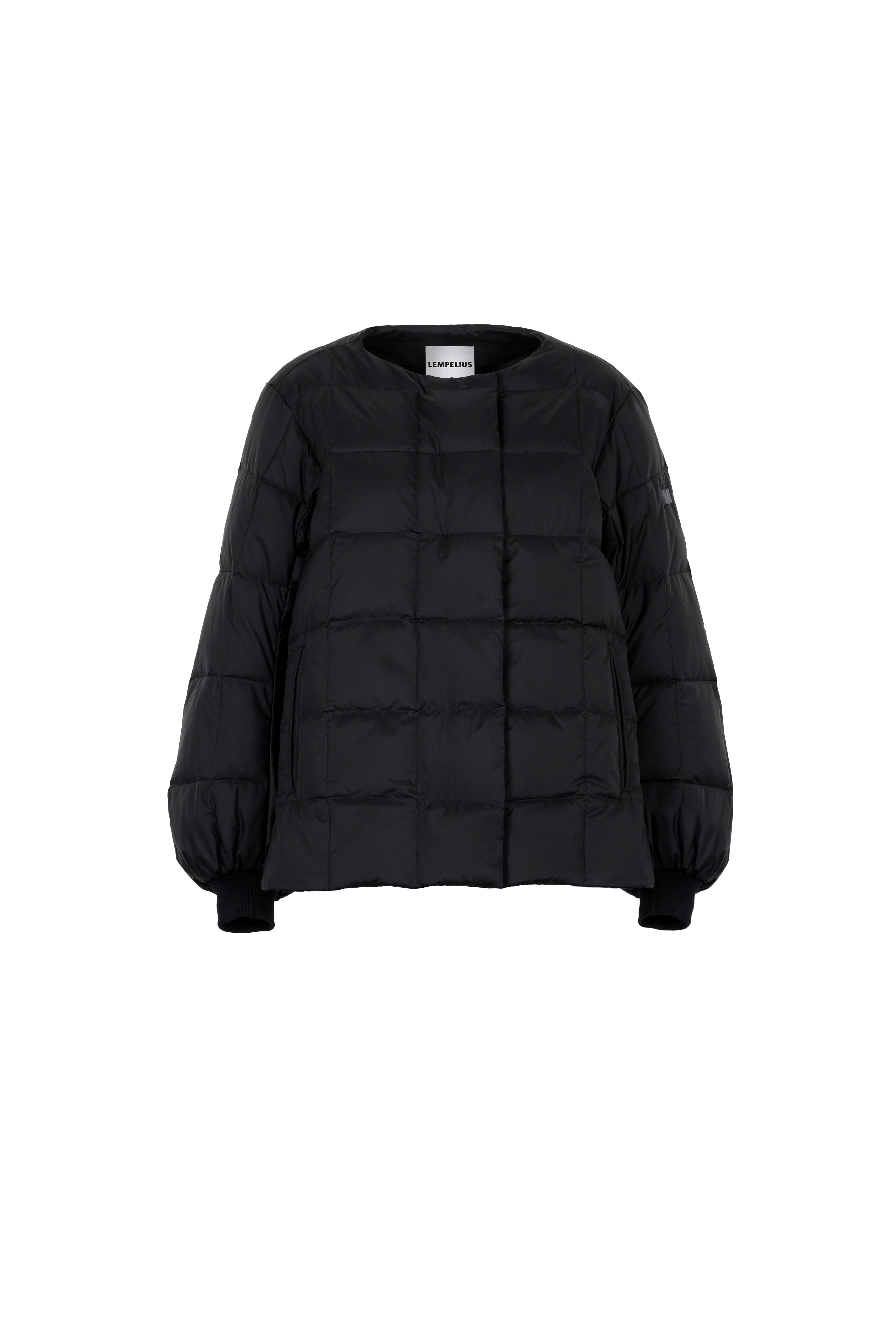 LEMPELIUS quilted lightweight jacket in black with concealed zipper and cuffs