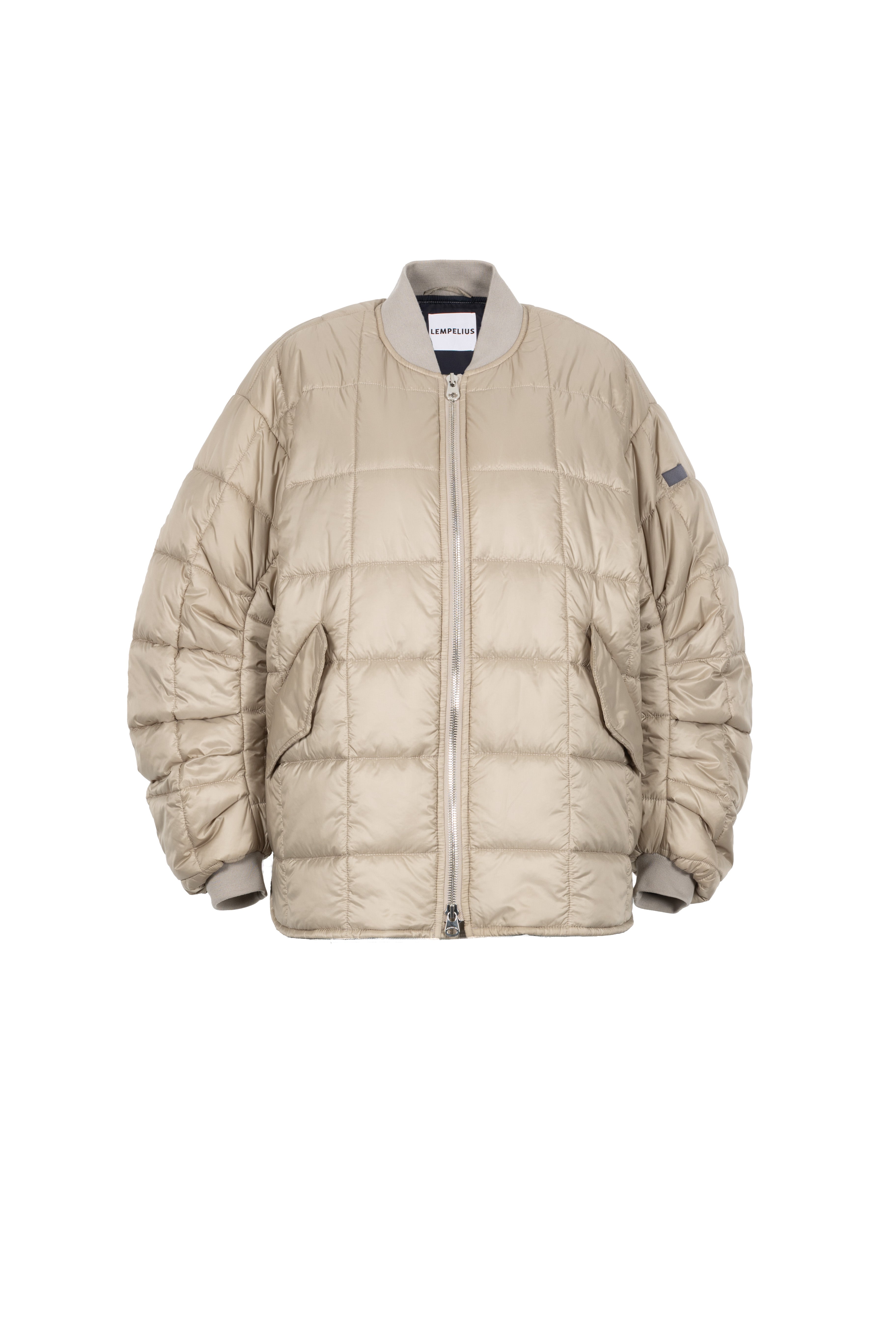oversized Box Quilt padded super lightweight bomber jacket in clay