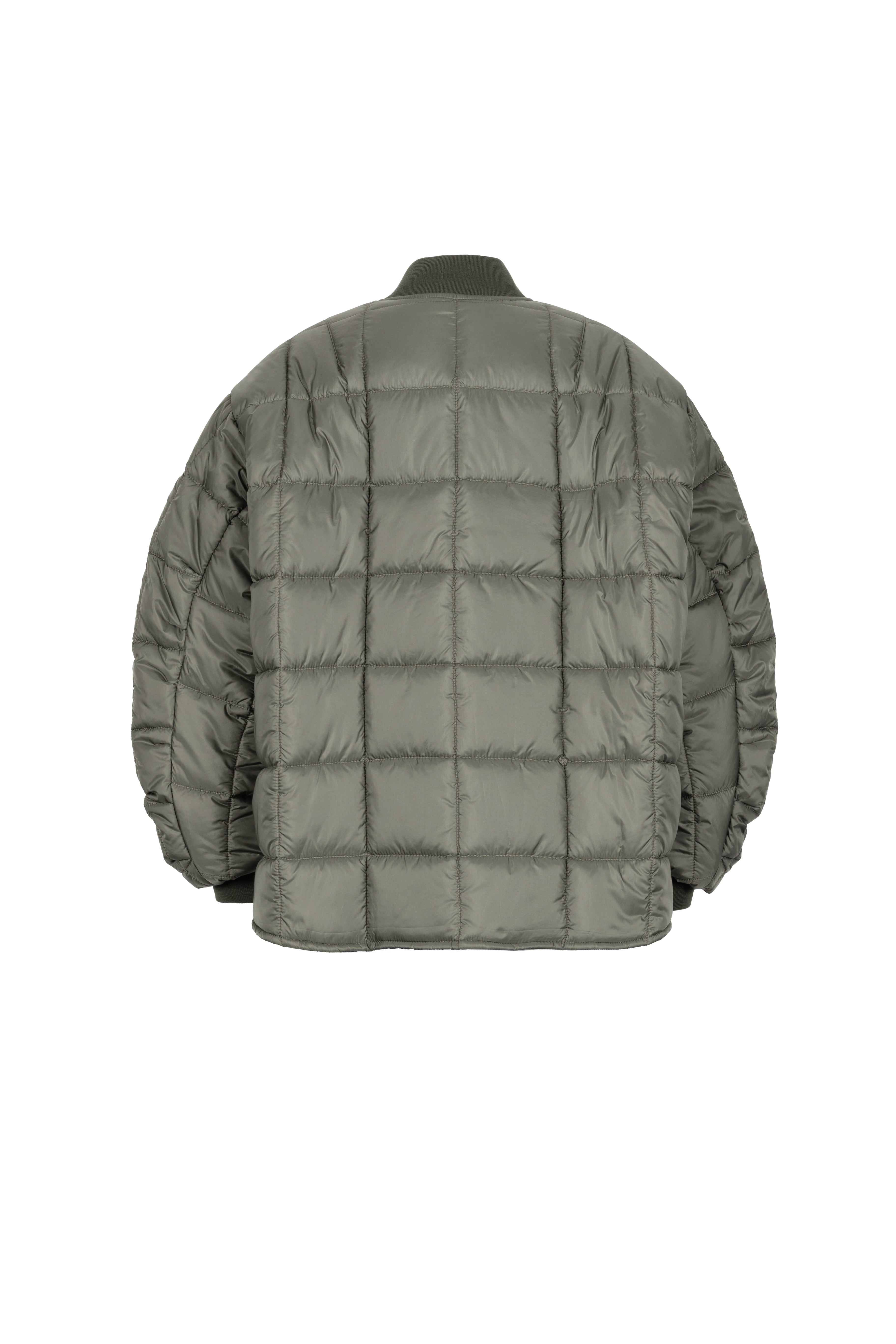 oversized Box Quilt padded super lightweight bomber jacket in muted green