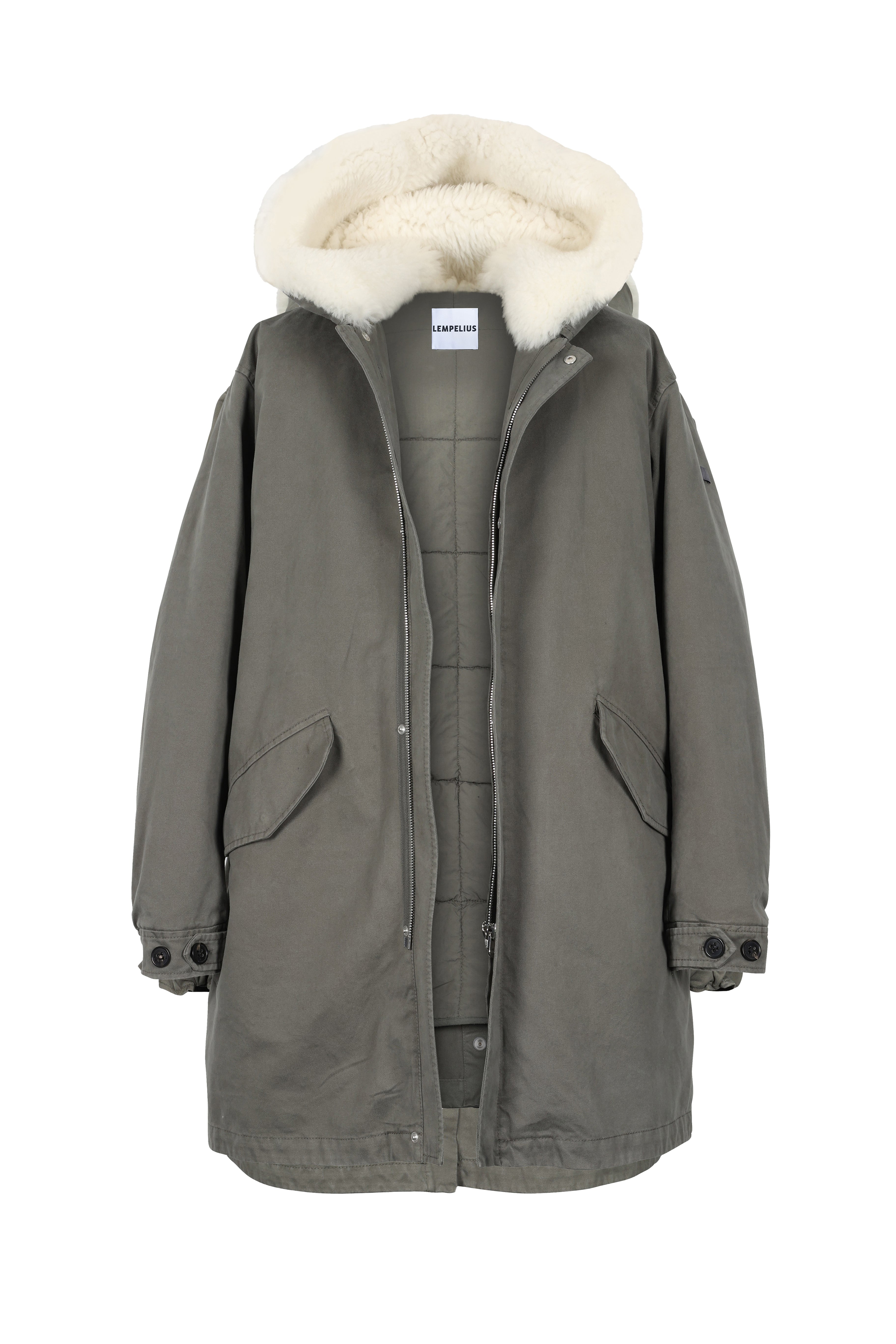 COTTON PARKA ILU WITH SHEARLING