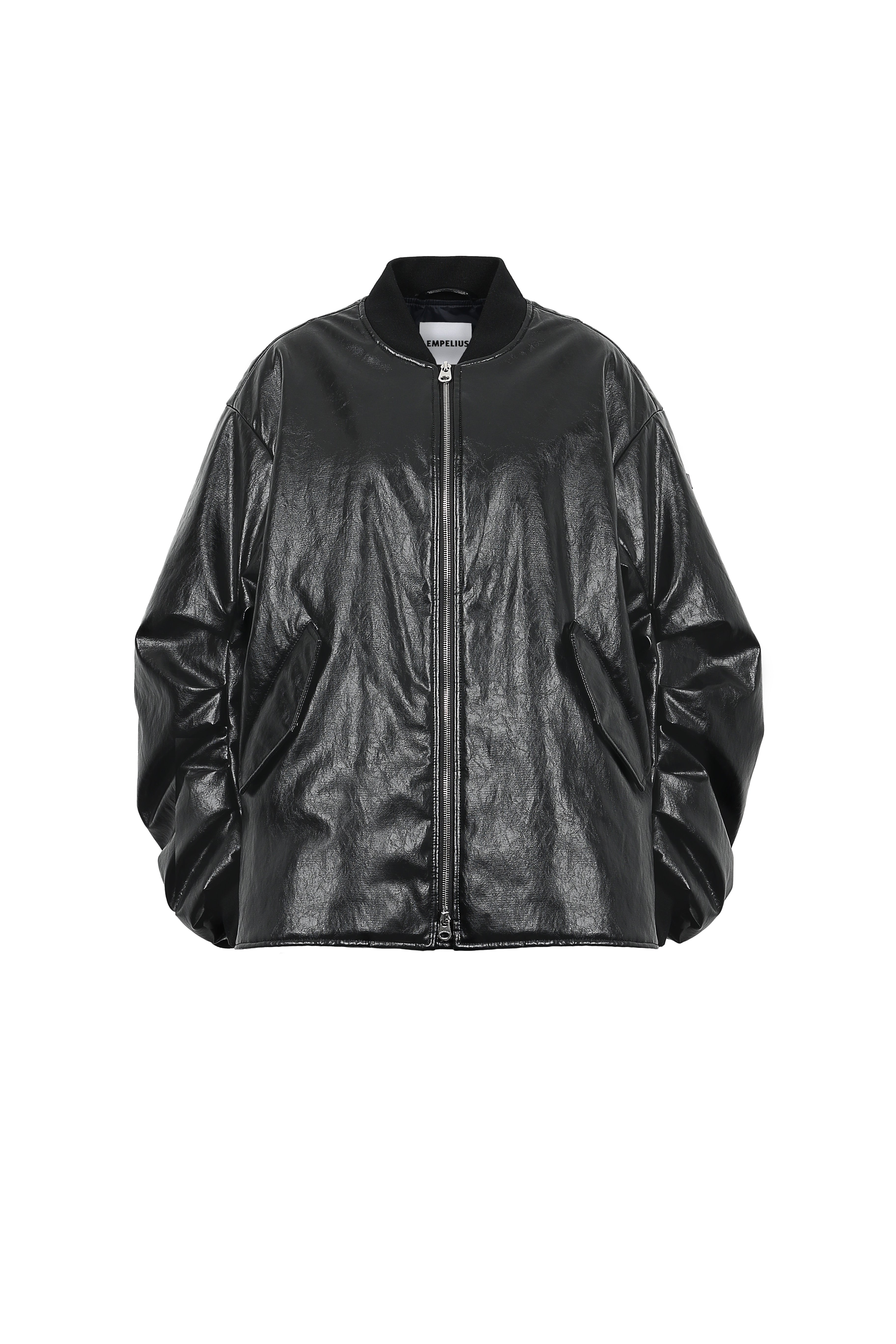 Vegan leather jacket LEMPELIUS in black lightweight