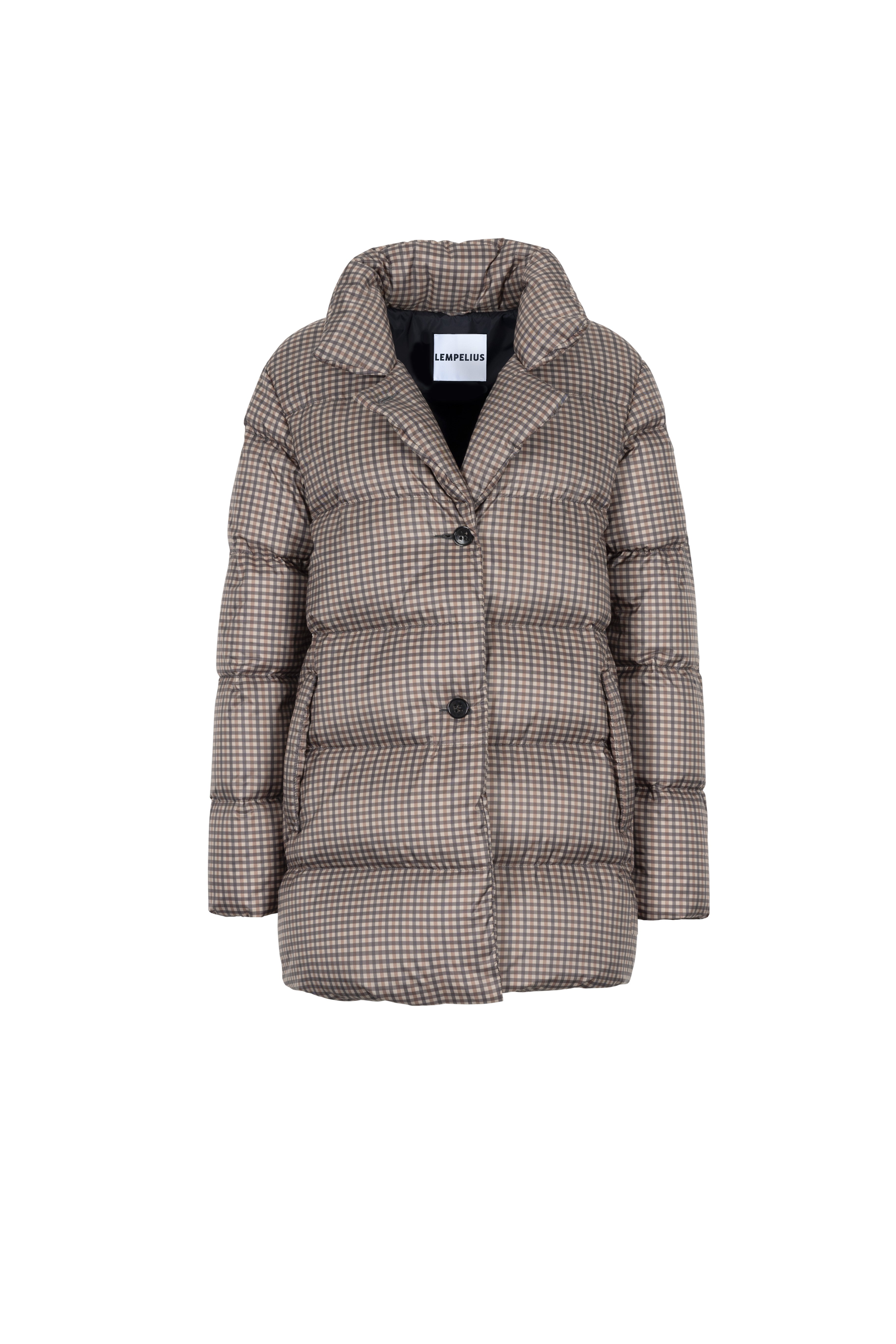 short quilted Lempelius Down Jacket with check print
