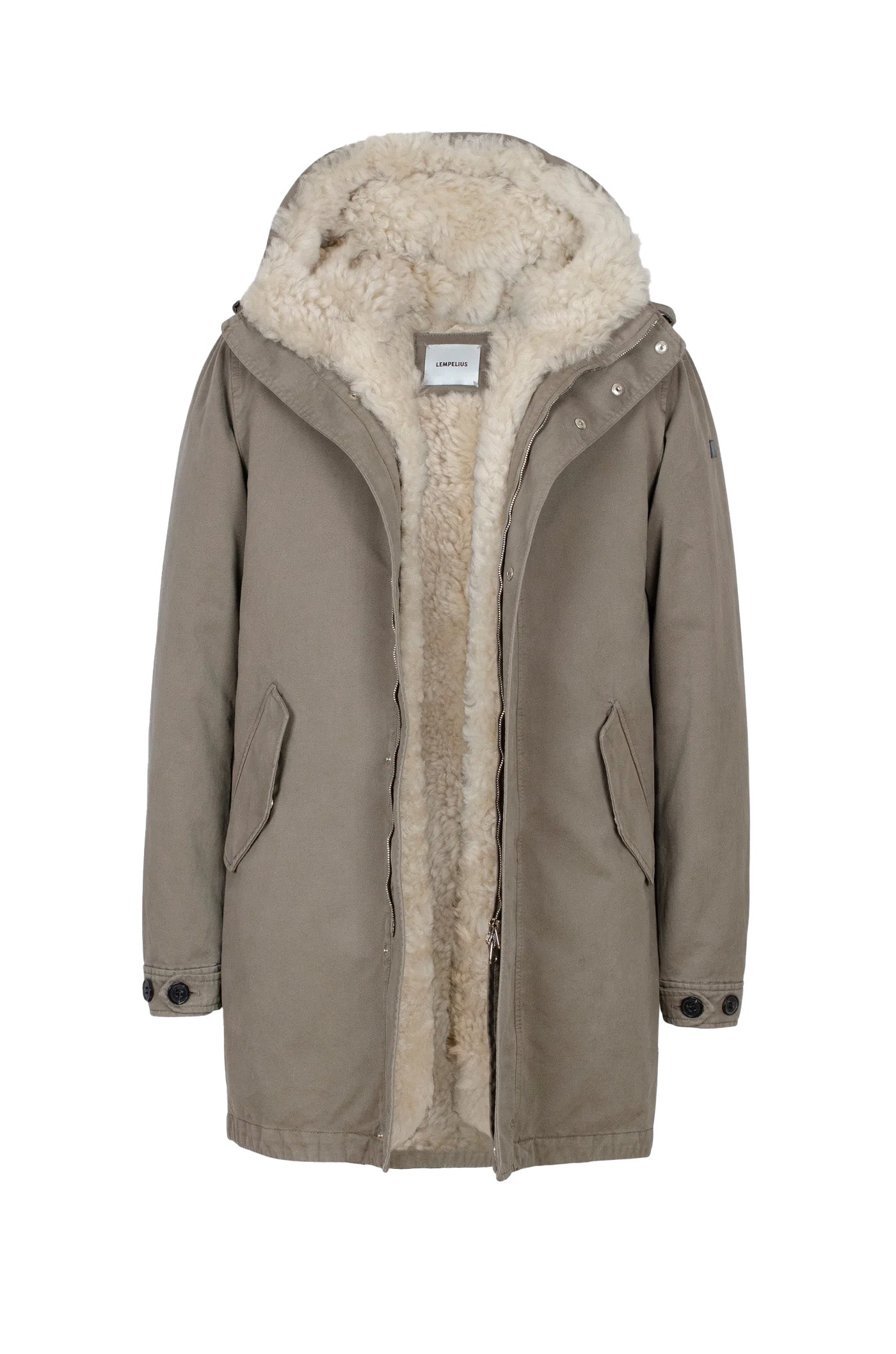 shearling Lempelius cotton Parka in light olive