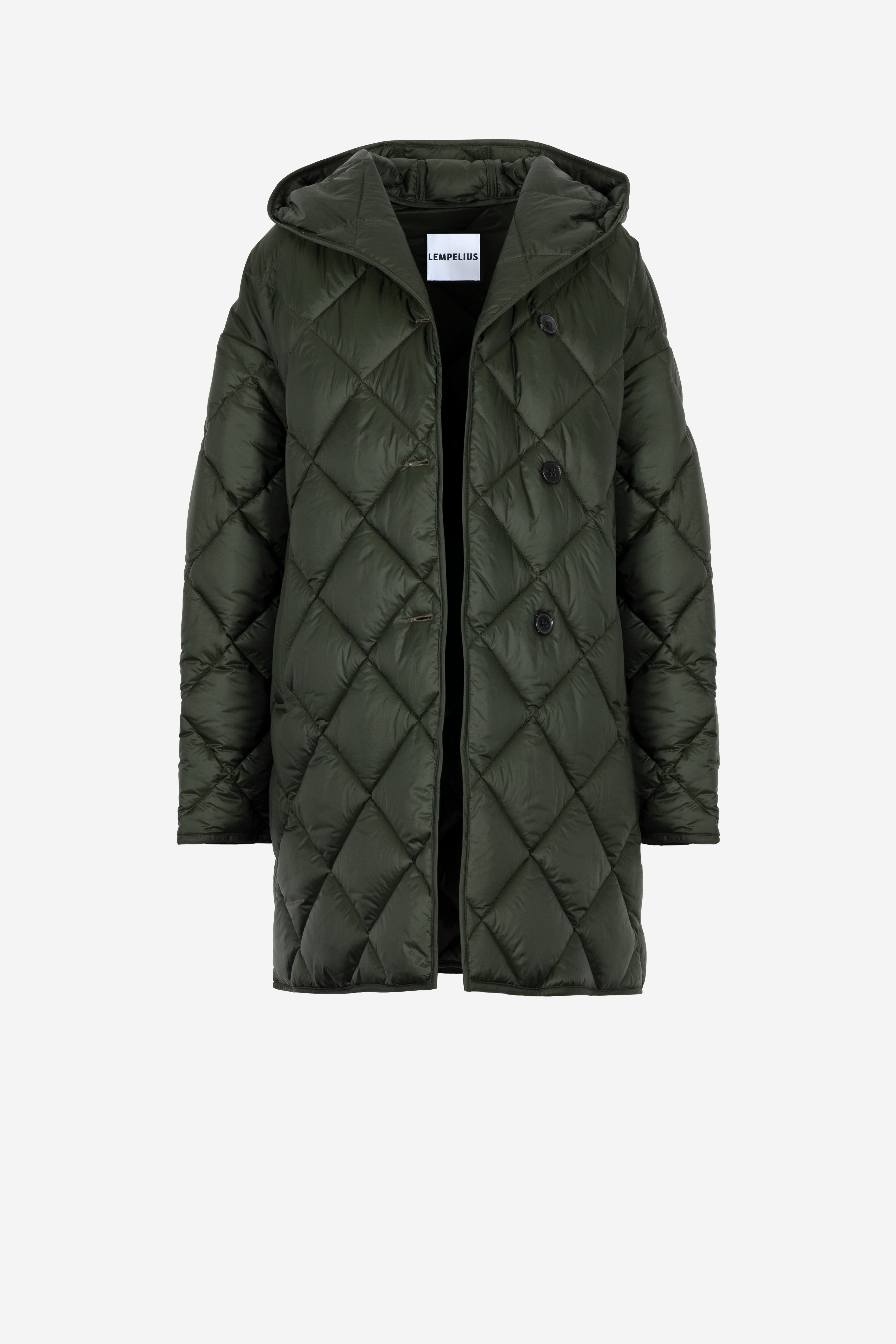 HOODED QUILTED COAT COA in pine green
