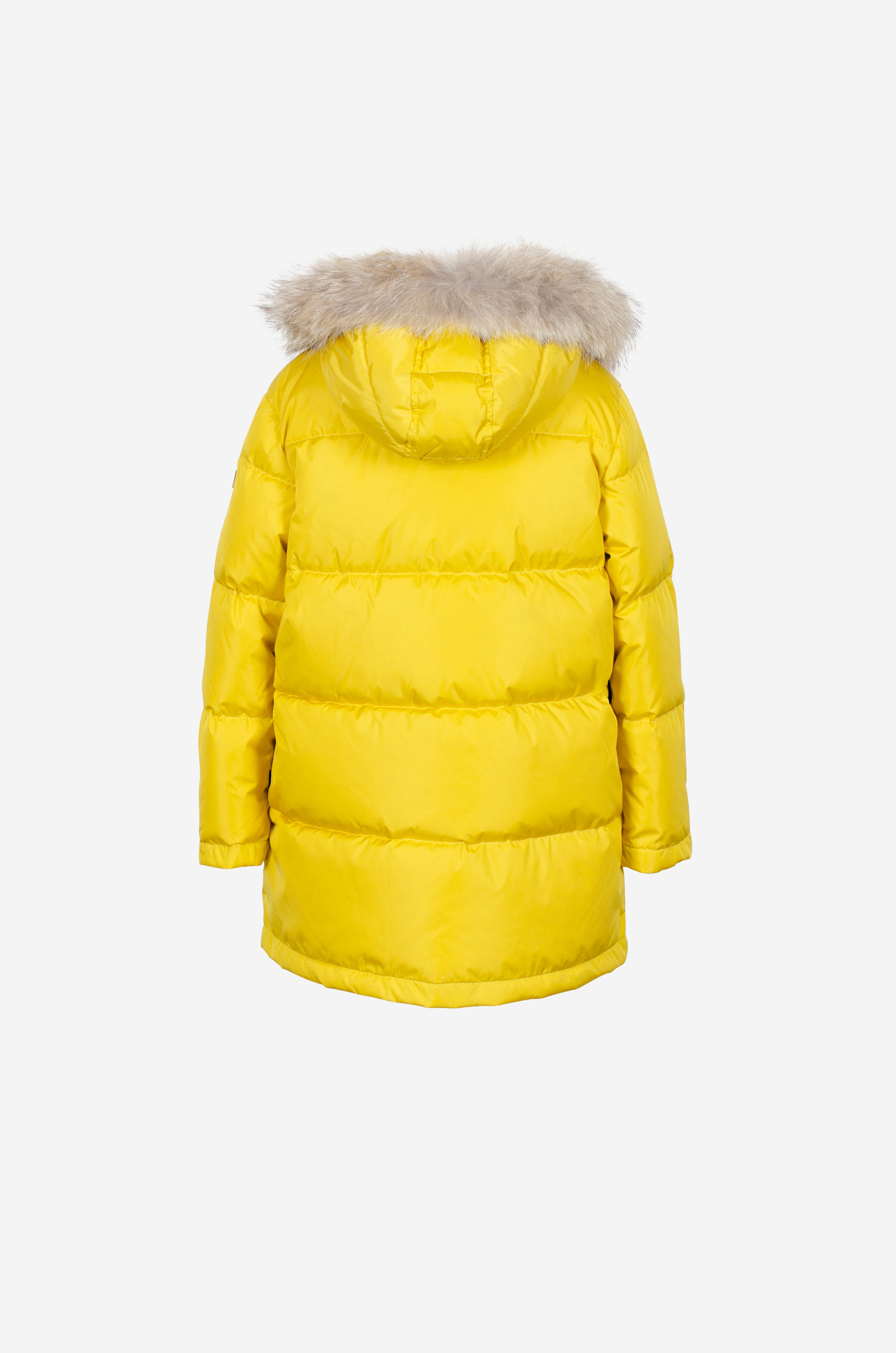 Girls Quilted Down Parka in True Yellow
