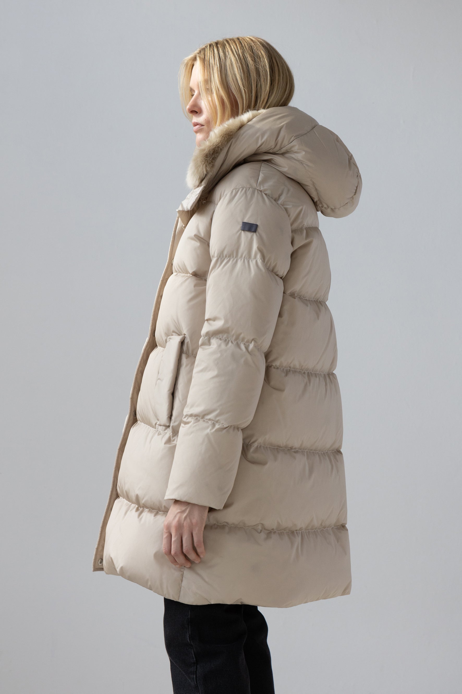 Quilted down and store faux fur parka