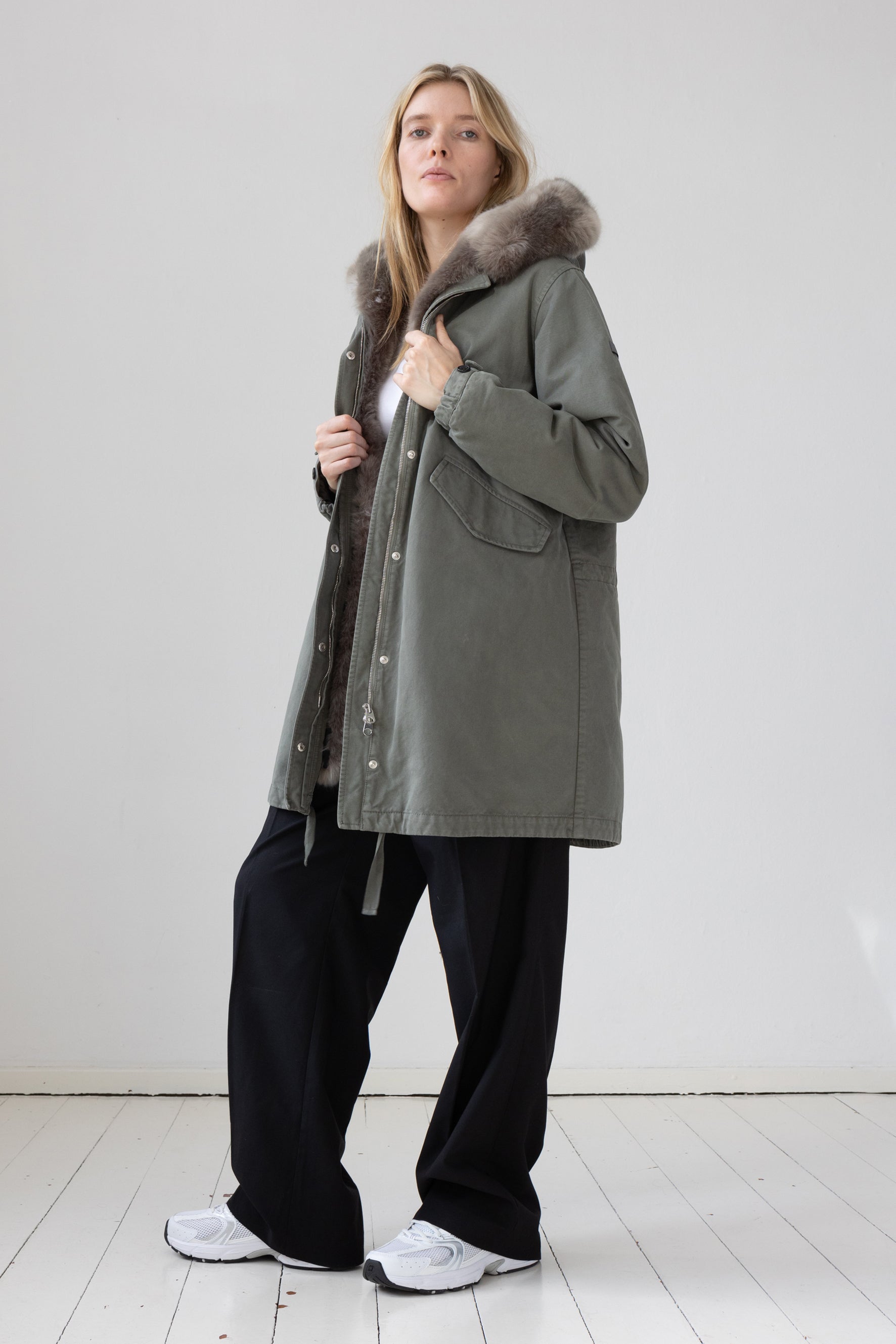 Flared Lempelius cotton Parka with faux fur lining